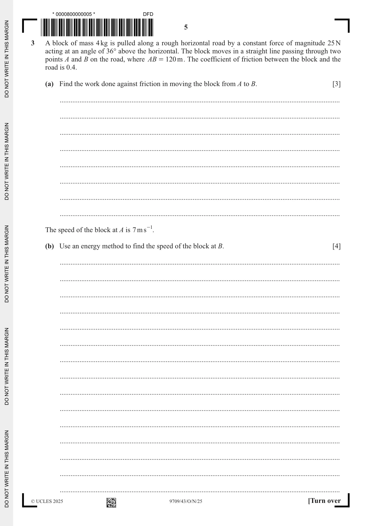 Cambridge A Level Mathematics 9709 2025 Oct/Nov Paper 4 · Variant 3 question paper, page 5 of 16