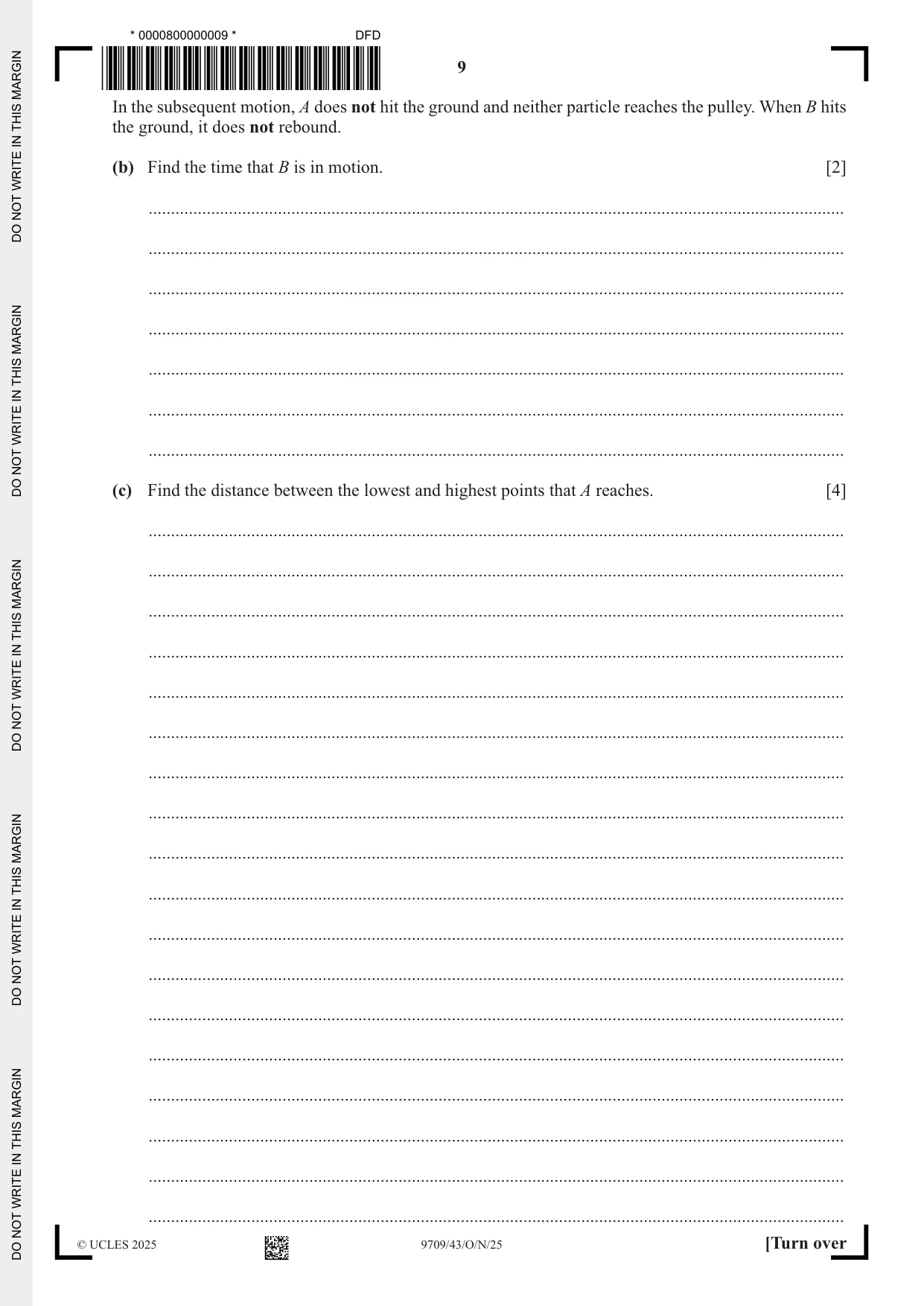 Cambridge A Level Mathematics 9709 2025 Oct/Nov Paper 4 · Variant 3 question paper, page 9 of 16