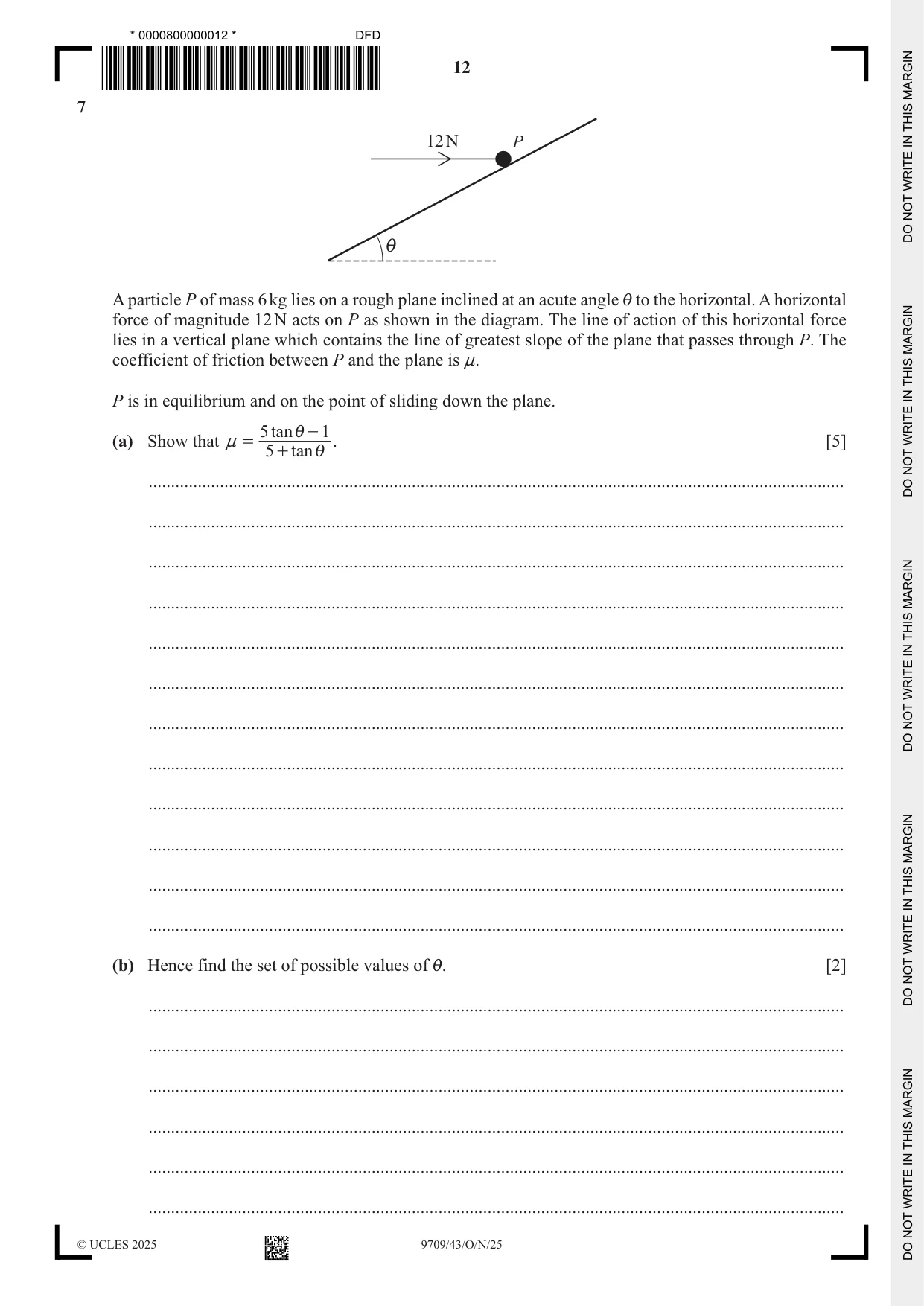 Cambridge A Level Mathematics 9709 2025 Oct/Nov Paper 4 · Variant 3 question paper, page 12 of 16