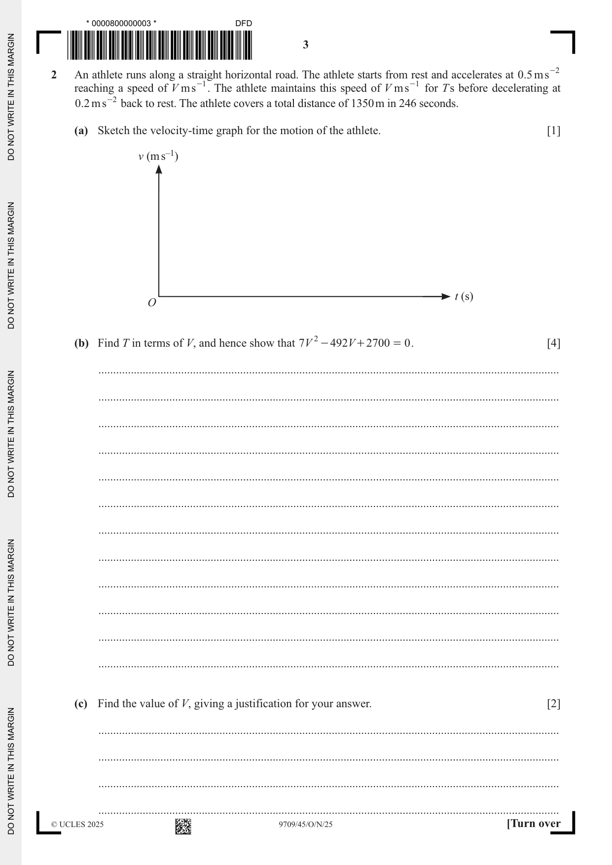 Cambridge A Level Mathematics 9709 2025 Oct/Nov Paper 4 · Variant 5 question paper, page 3 of 12