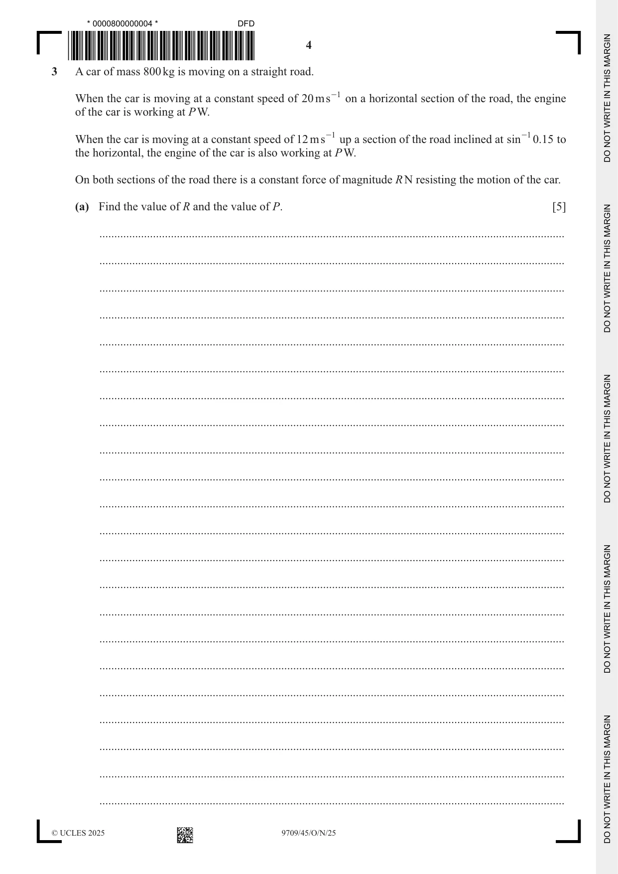 Cambridge A Level Mathematics 9709 2025 Oct/Nov Paper 4 · Variant 5 question paper, page 4 of 12