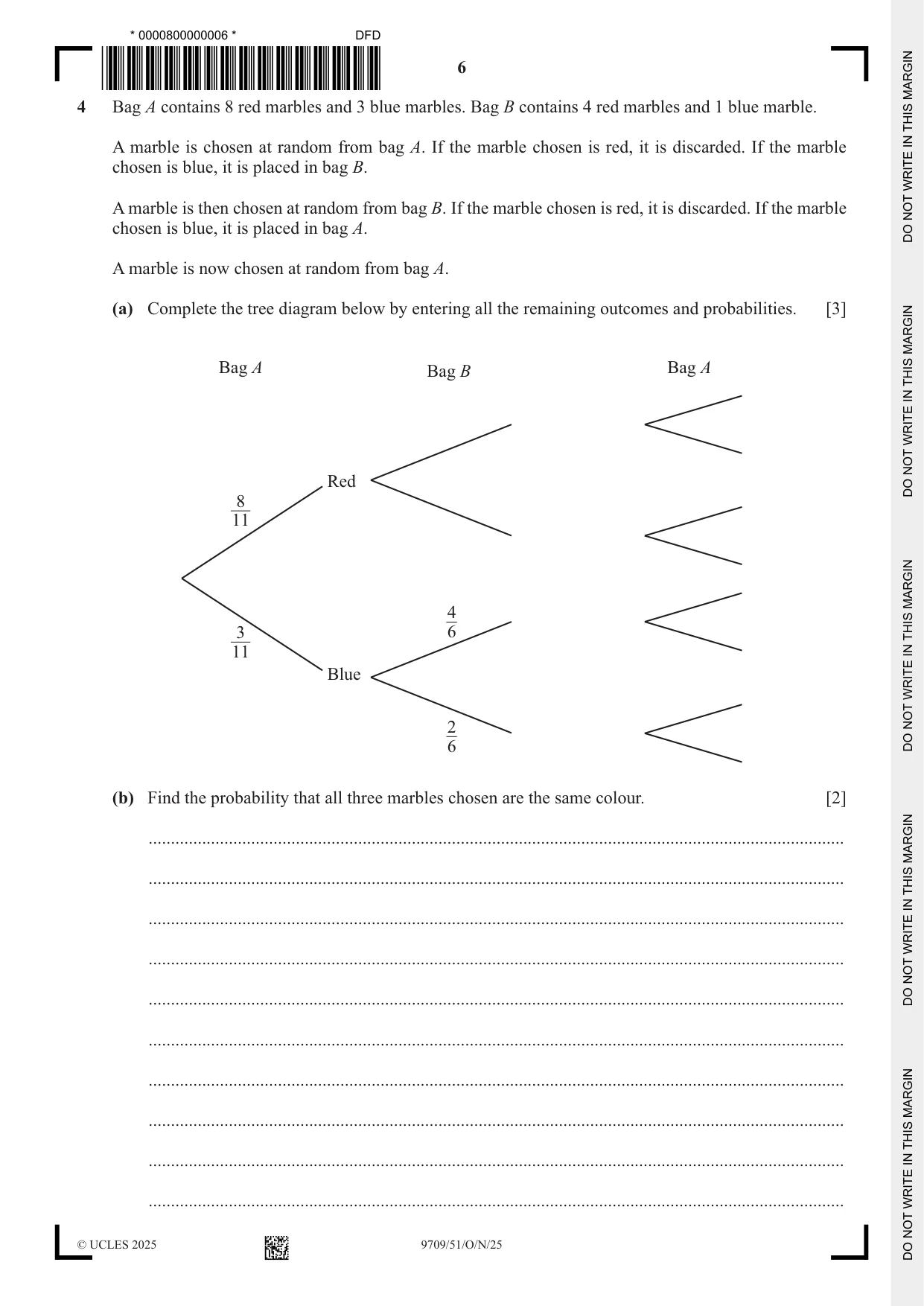 Cambridge A Level Mathematics 9709 2025 Oct/Nov Paper 5 · Variant 1 question paper, page 6 of 12