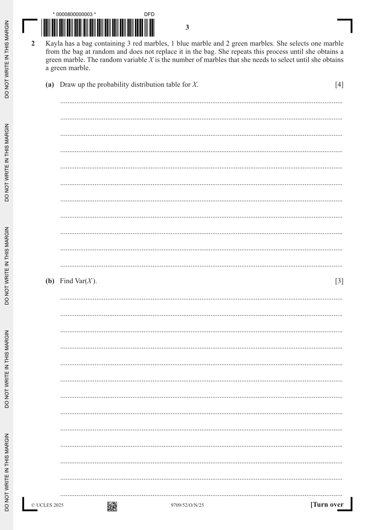 Cambridge A Level Mathematics 9709 2025 Oct/Nov Paper 5 · Variant 2 question paper, page 3 of 16