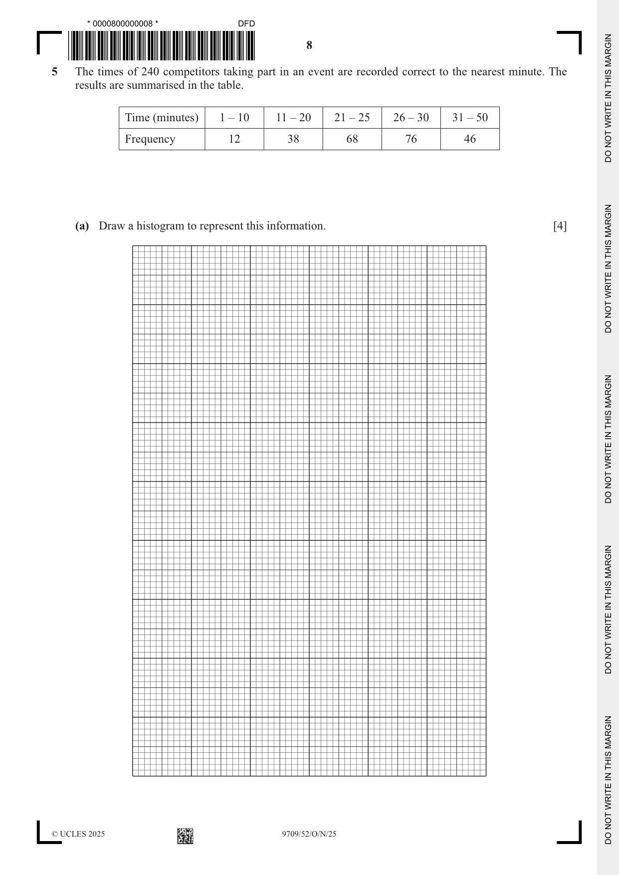 Cambridge A Level Mathematics 9709 2025 Oct/Nov Paper 5 · Variant 2 question paper, page 8 of 16