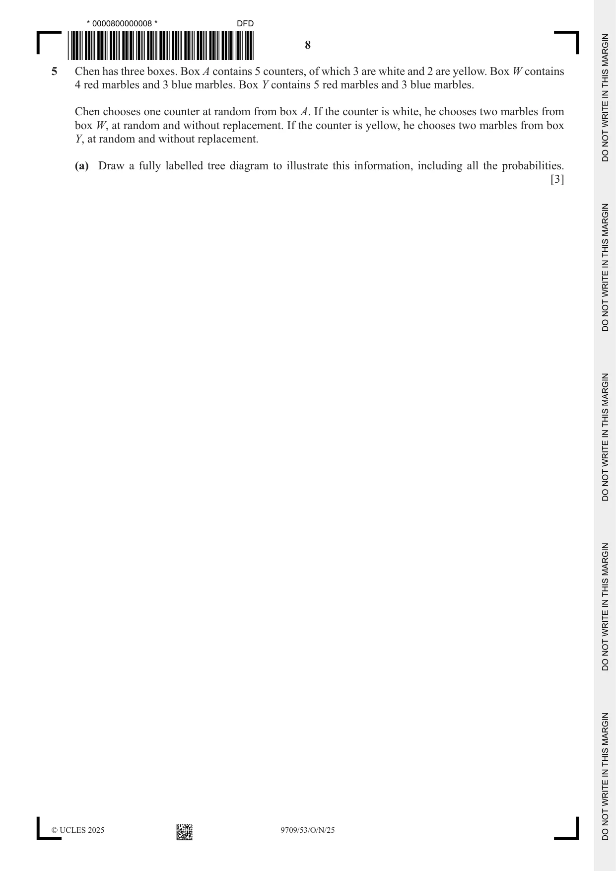 Cambridge A Level Mathematics 9709 2025 Oct/Nov Paper 5 · Variant 3 question paper, page 8 of 16
