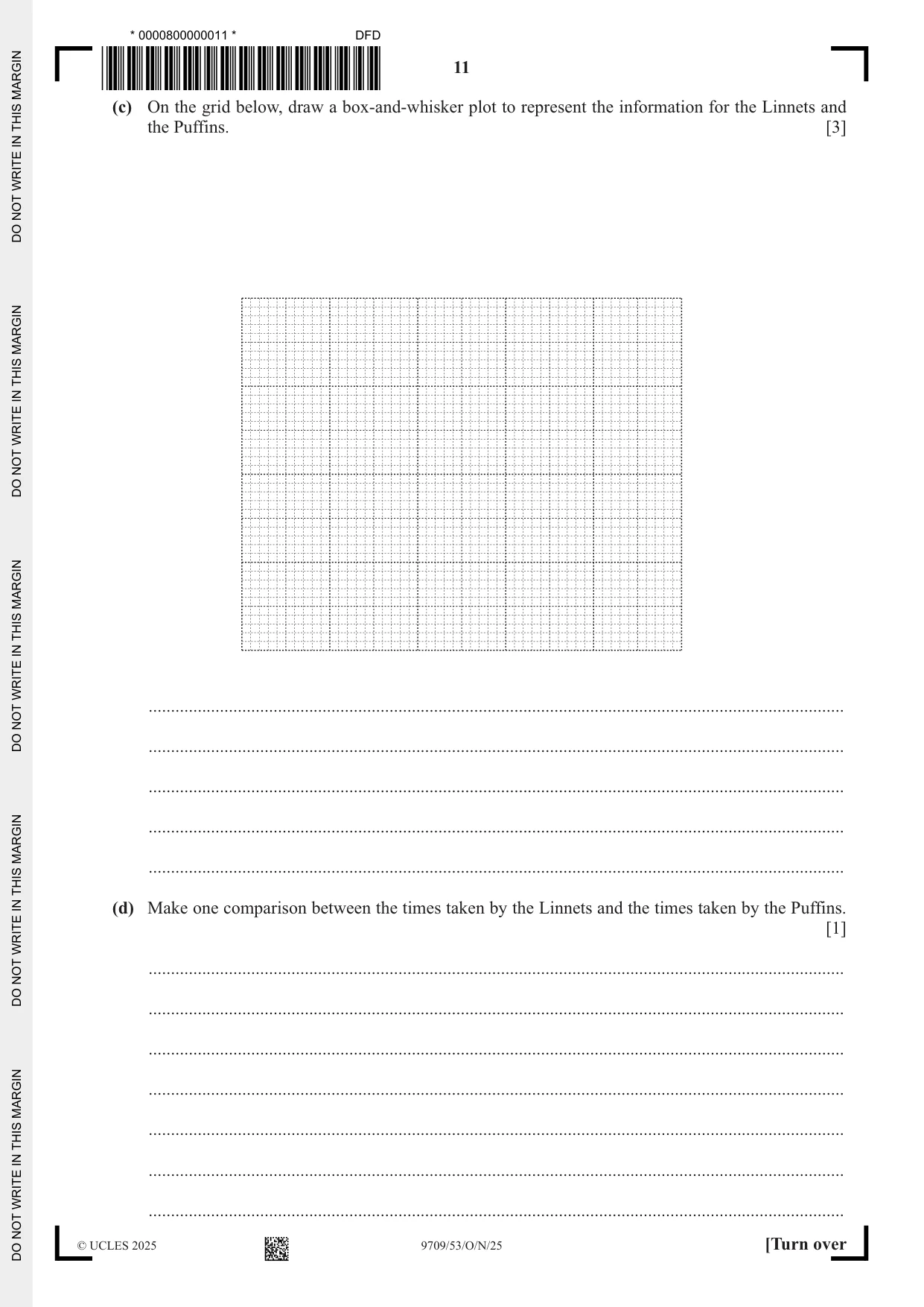 Cambridge A Level Mathematics 9709 2025 Oct/Nov Paper 5 · Variant 3 question paper, page 11 of 16