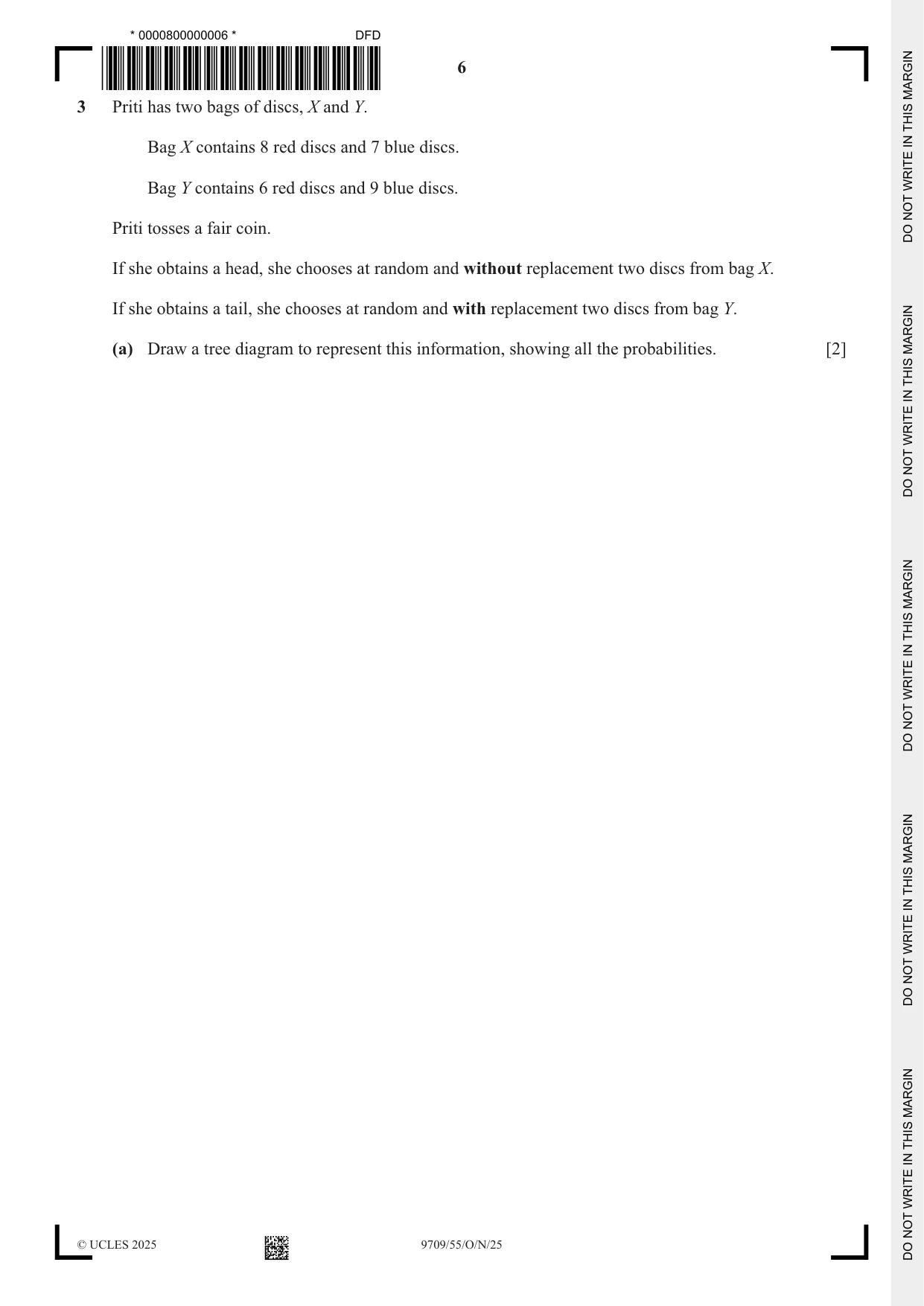 Cambridge A Level Mathematics 9709 2025 Oct/Nov Paper 5 · Variant 5 question paper, page 6 of 16