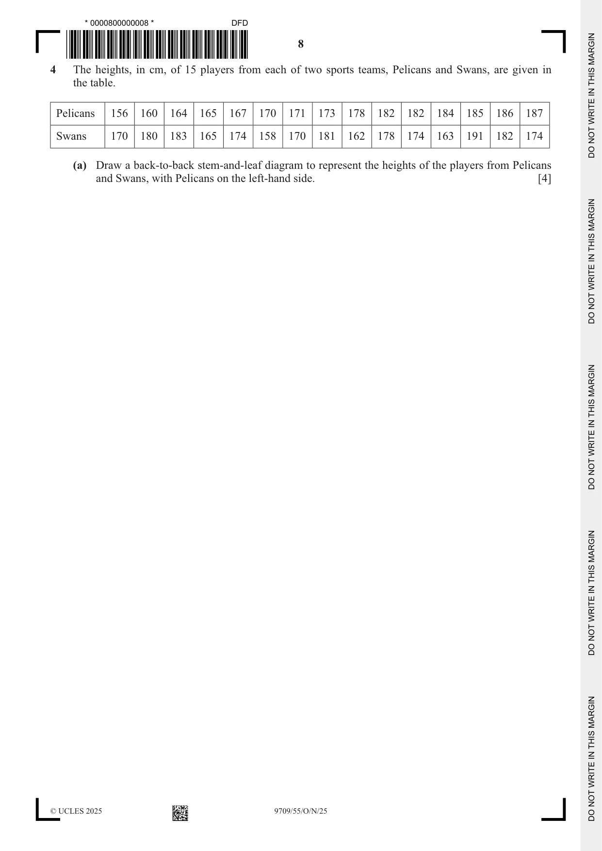 Cambridge A Level Mathematics 9709 2025 Oct/Nov Paper 5 · Variant 5 question paper, page 8 of 16