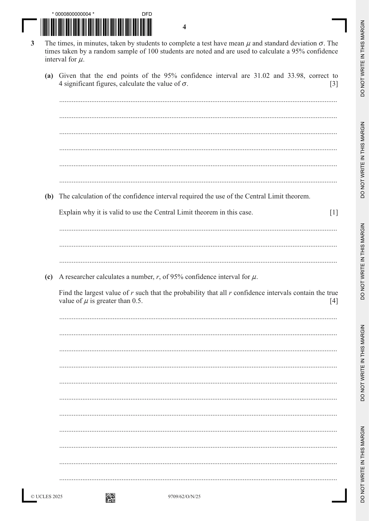 Cambridge A Level Mathematics 9709 2025 Oct/Nov Paper 6 · Variant 2 question paper, page 4 of 12