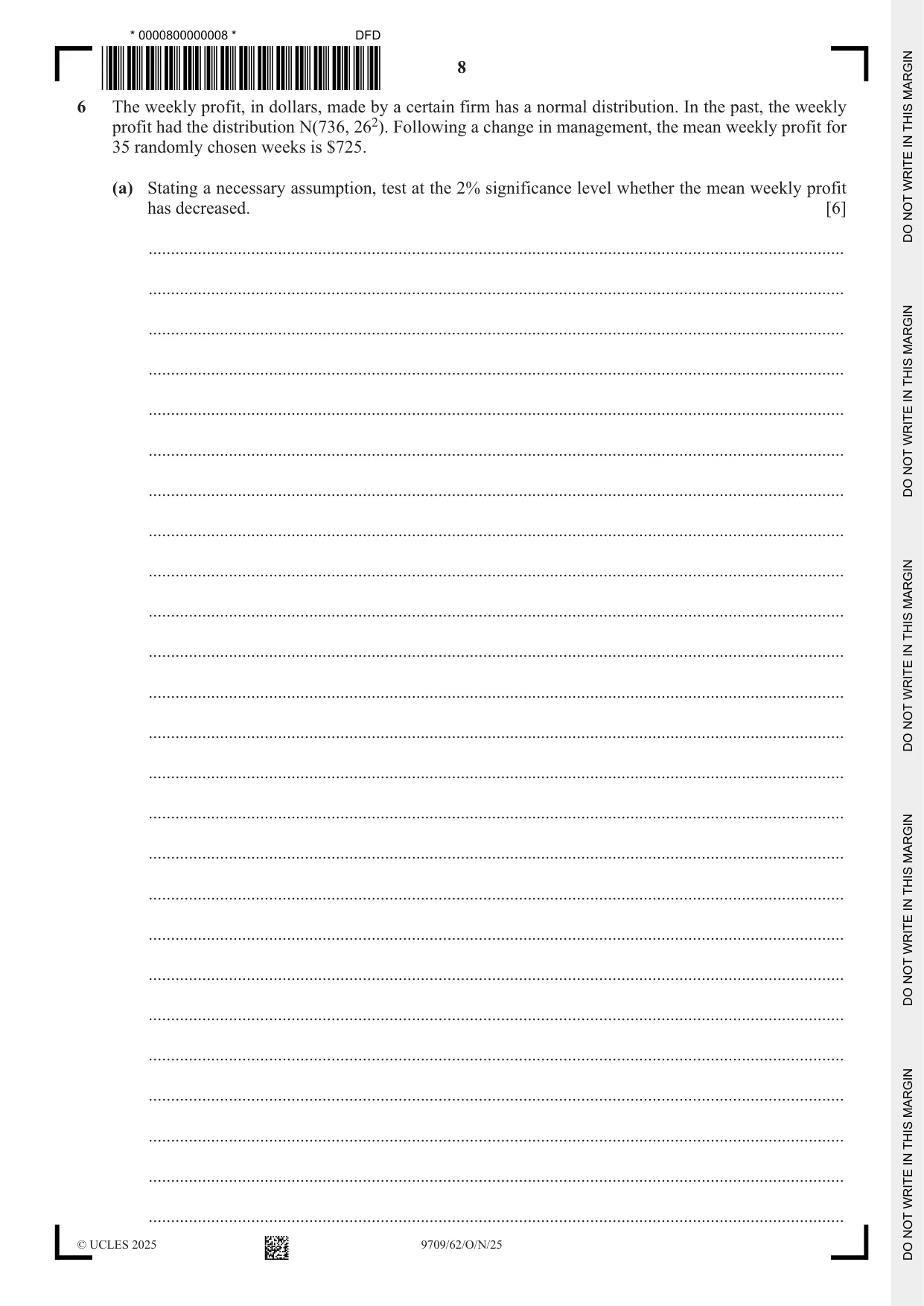Cambridge A Level Mathematics 9709 2025 Oct/Nov Paper 6 · Variant 2 question paper, page 8 of 12