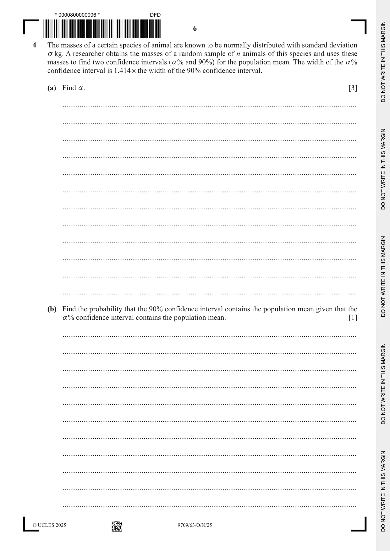 Cambridge A Level Mathematics 9709 2025 Oct/Nov Paper 6 · Variant 3 question paper, page 6 of 12