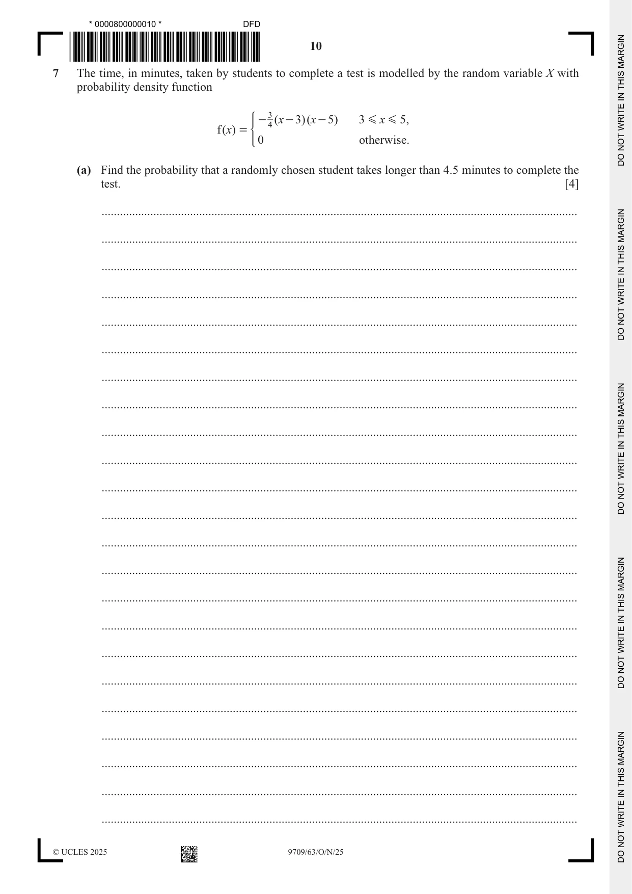 Cambridge A Level Mathematics 9709 2025 Oct/Nov Paper 6 · Variant 3 question paper, page 10 of 12