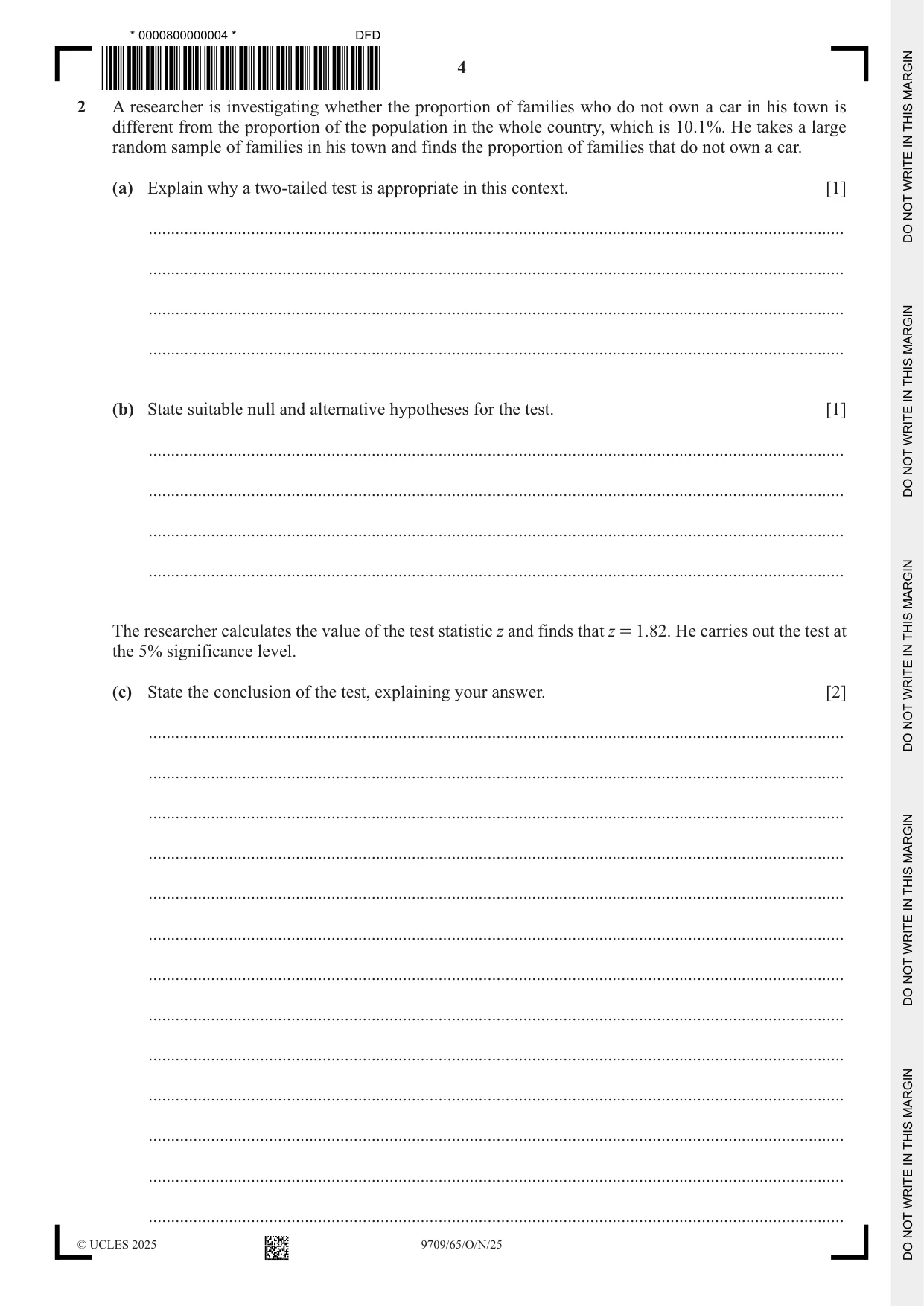Cambridge A Level Mathematics 9709 2025 Oct/Nov Paper 6 · Variant 5 question paper, page 4 of 12