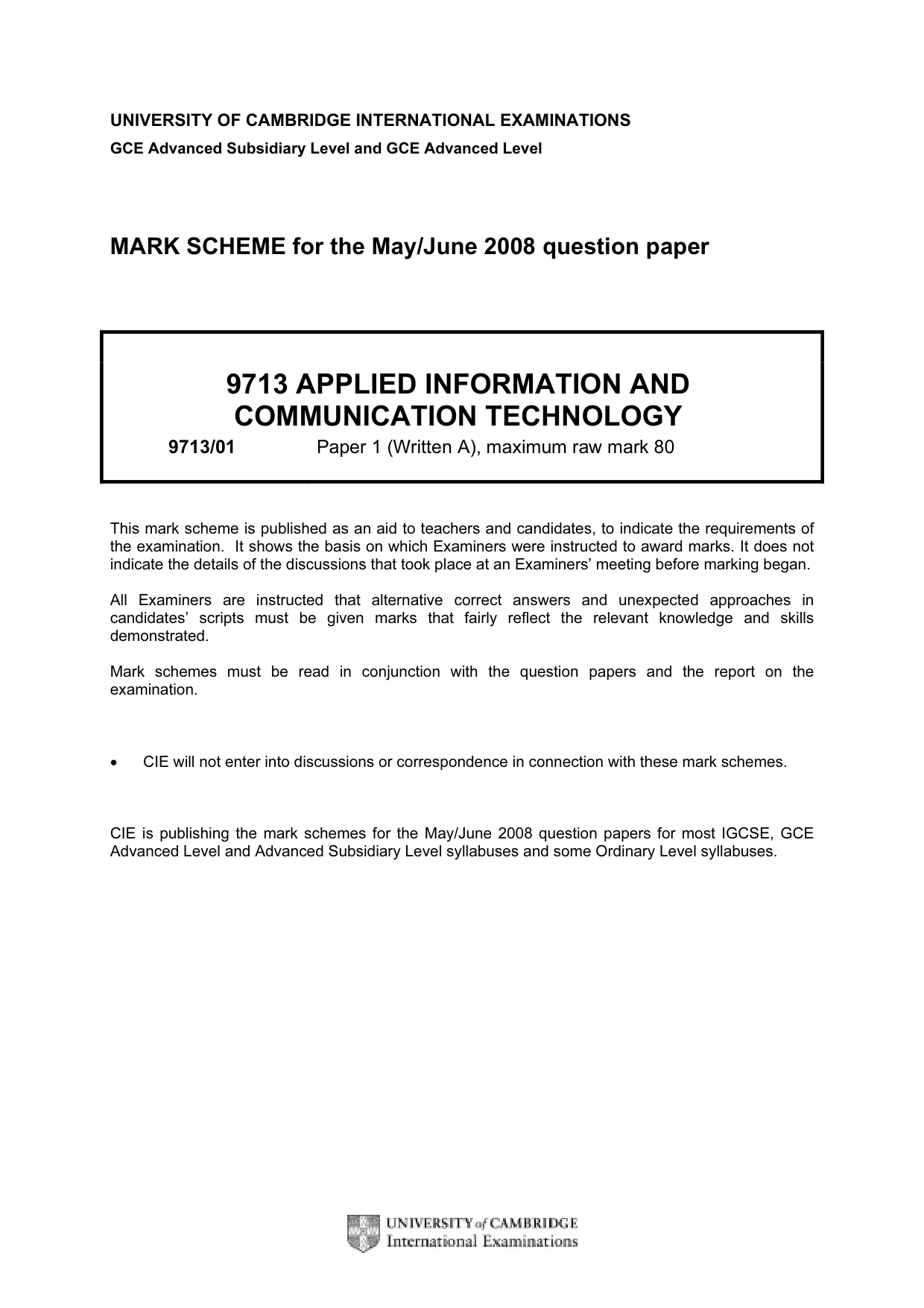 Mark scheme, page 1 of 7
