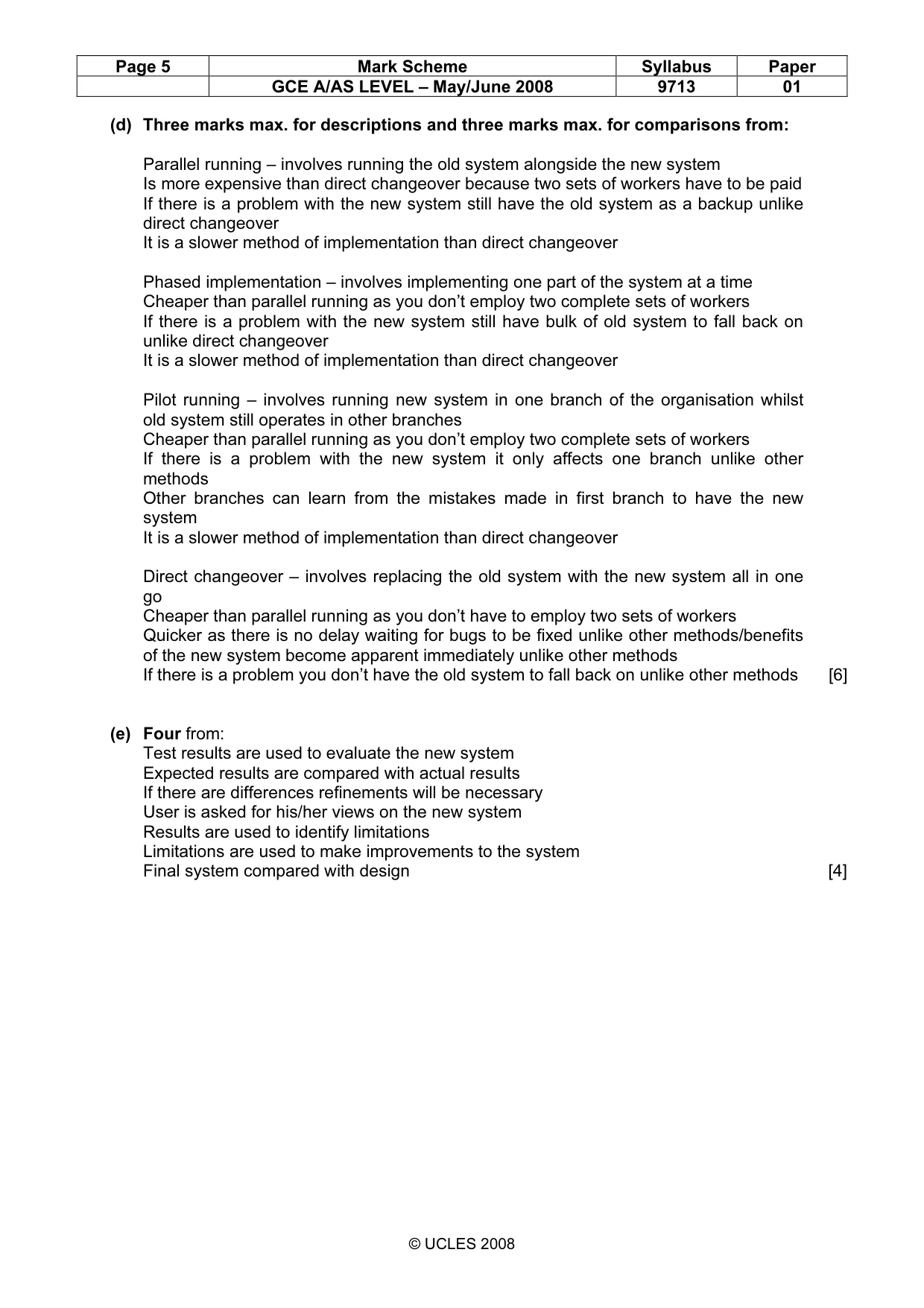 Mark scheme, page 5 of 7