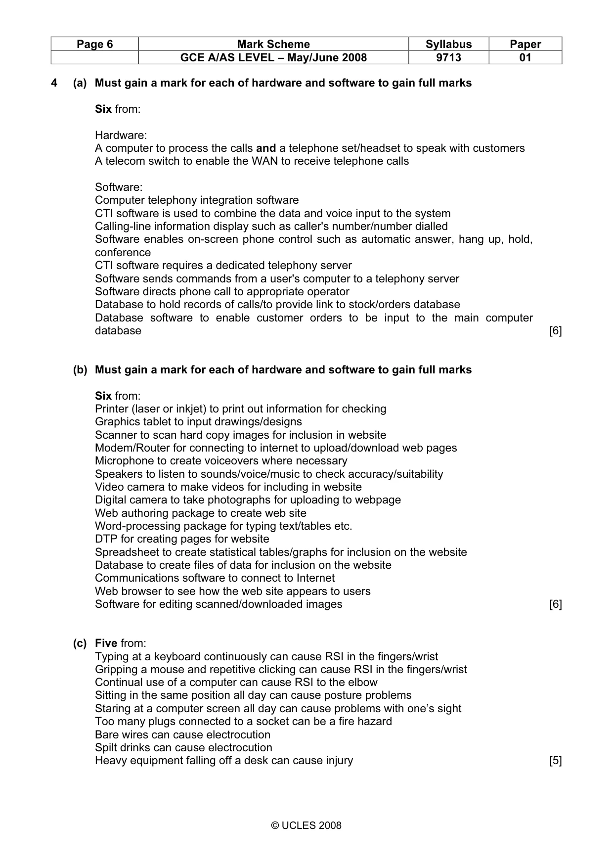 Mark scheme, page 6 of 7