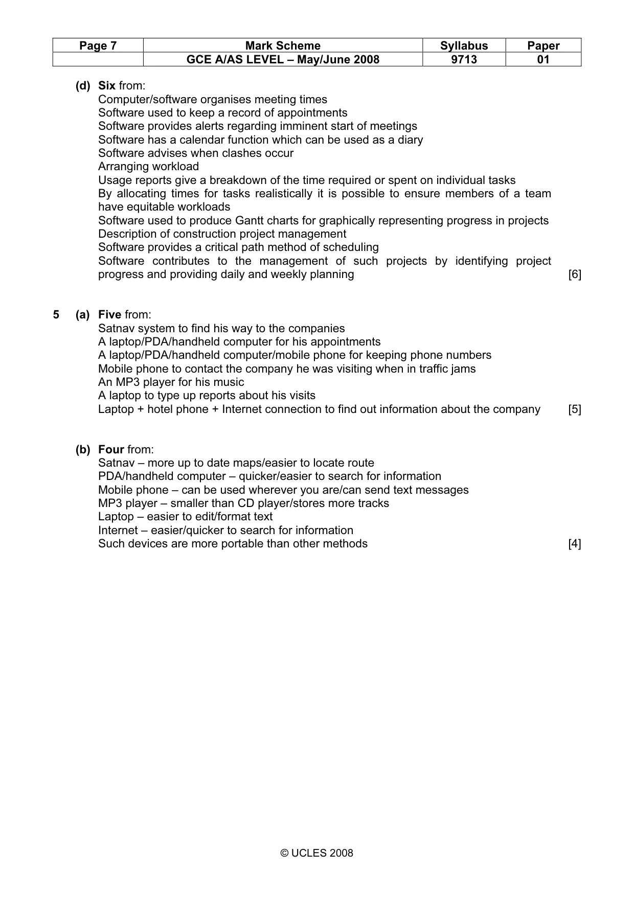 Mark scheme, page 7 of 7
