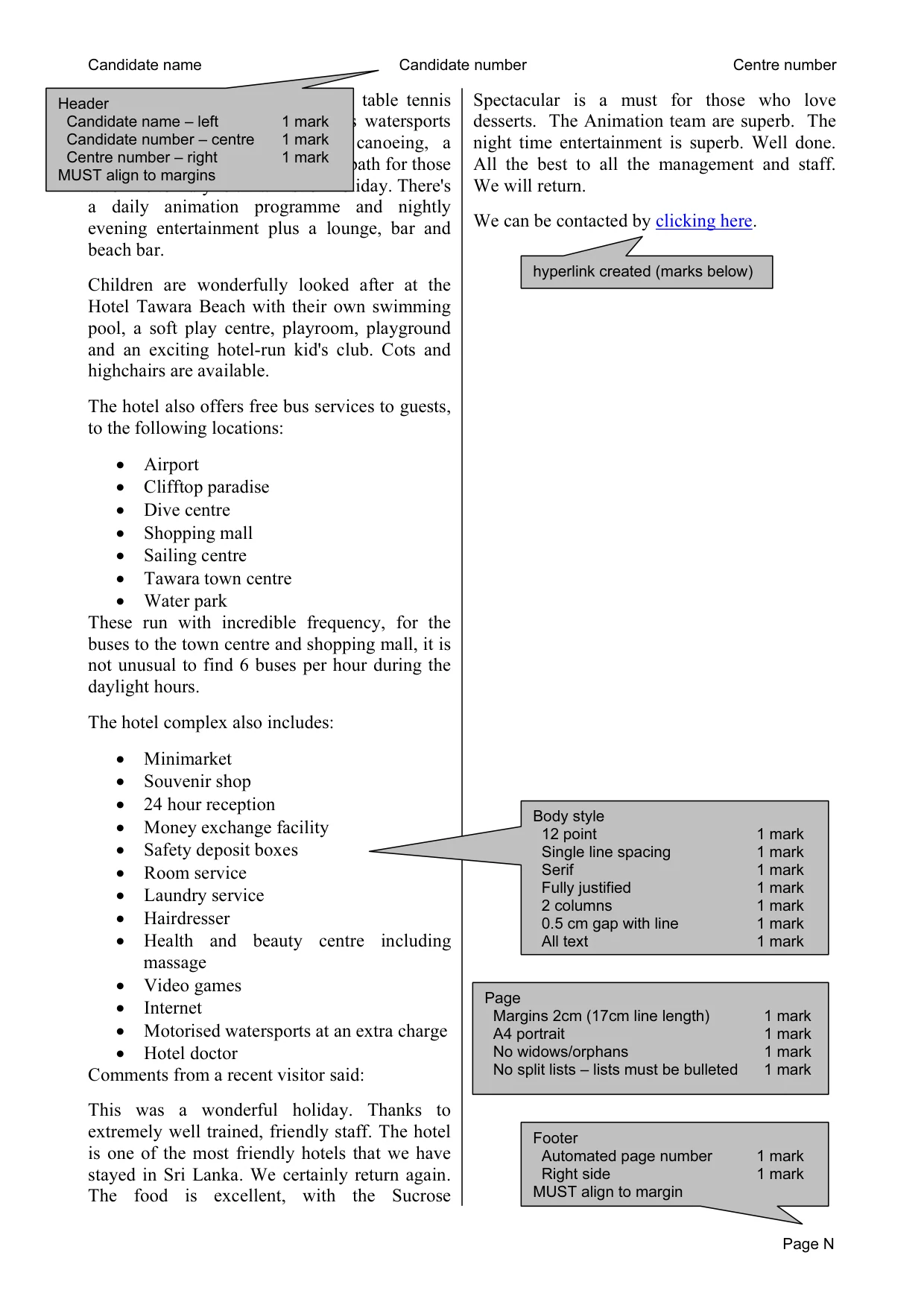Mark scheme, page 8 of 9