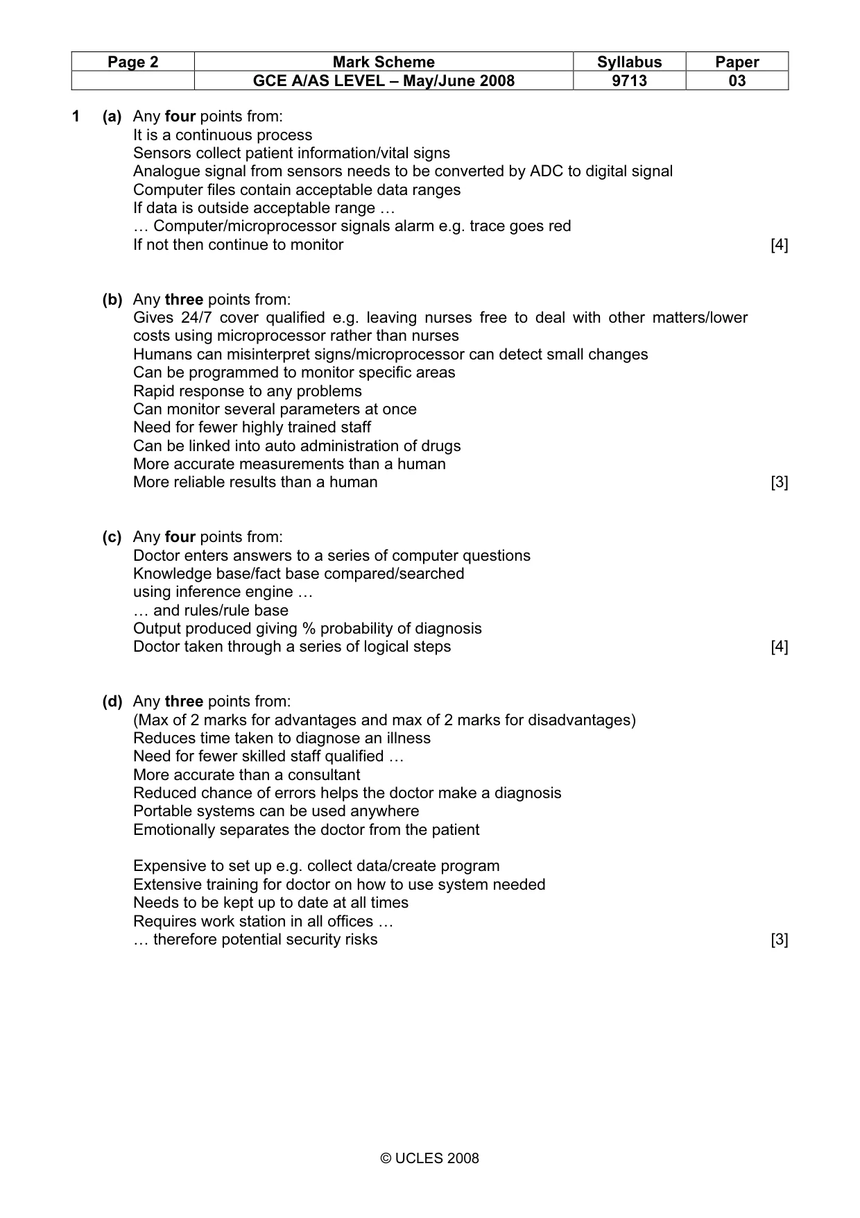 Mark scheme, page 2 of 6