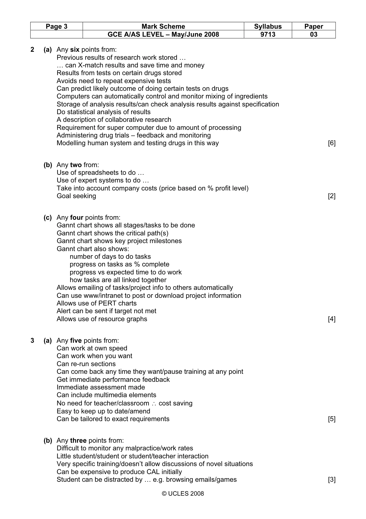 Mark scheme, page 3 of 6