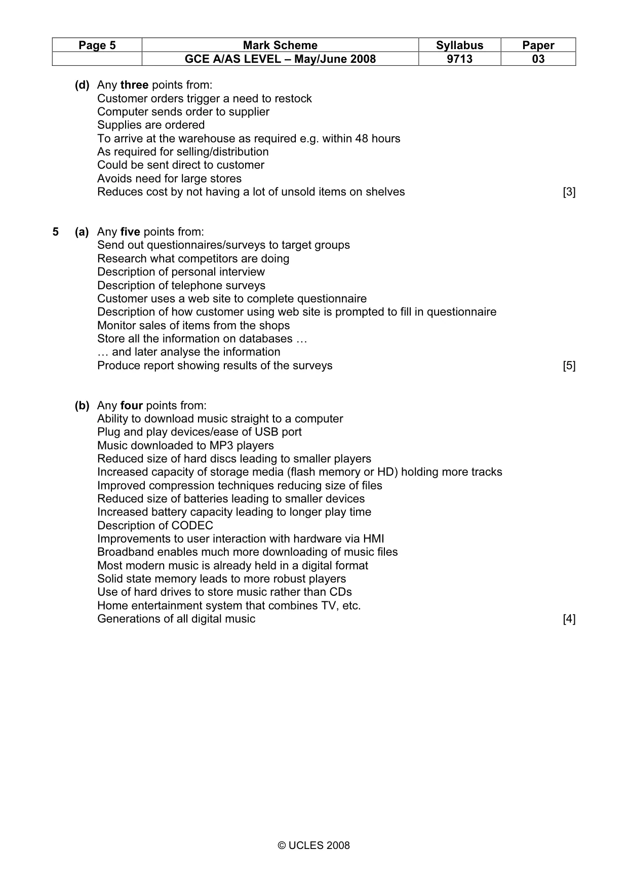 Mark scheme, page 5 of 6