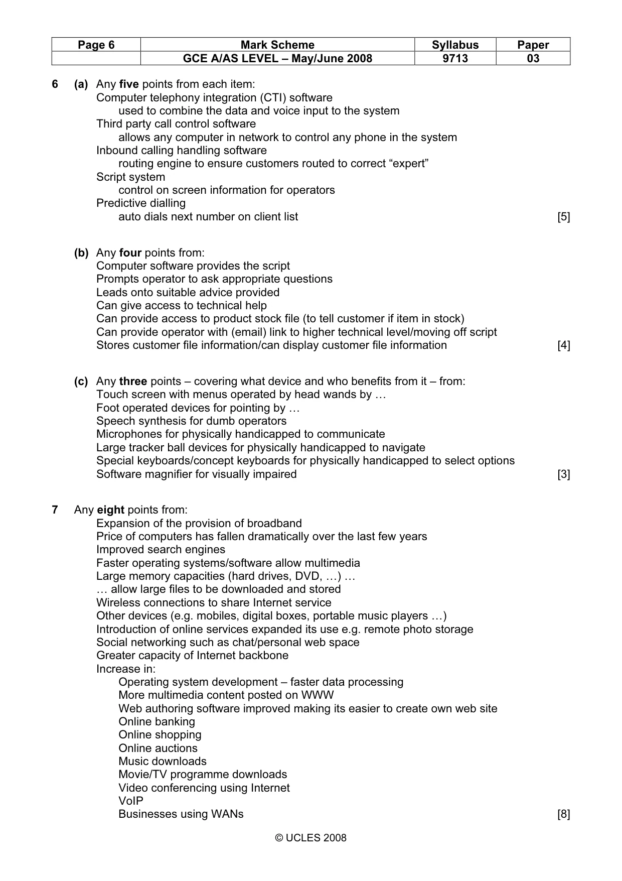 Mark scheme, page 6 of 6