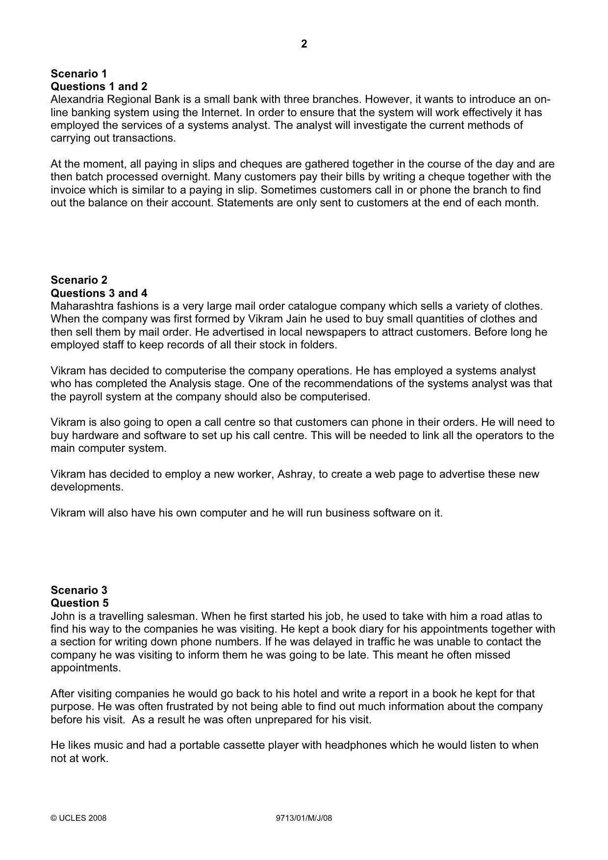 Cambridge A Level Applied Information and Communication Technology 9713 2008 May/June Paper 1 · Variant 1 question paper, page 2 of 12