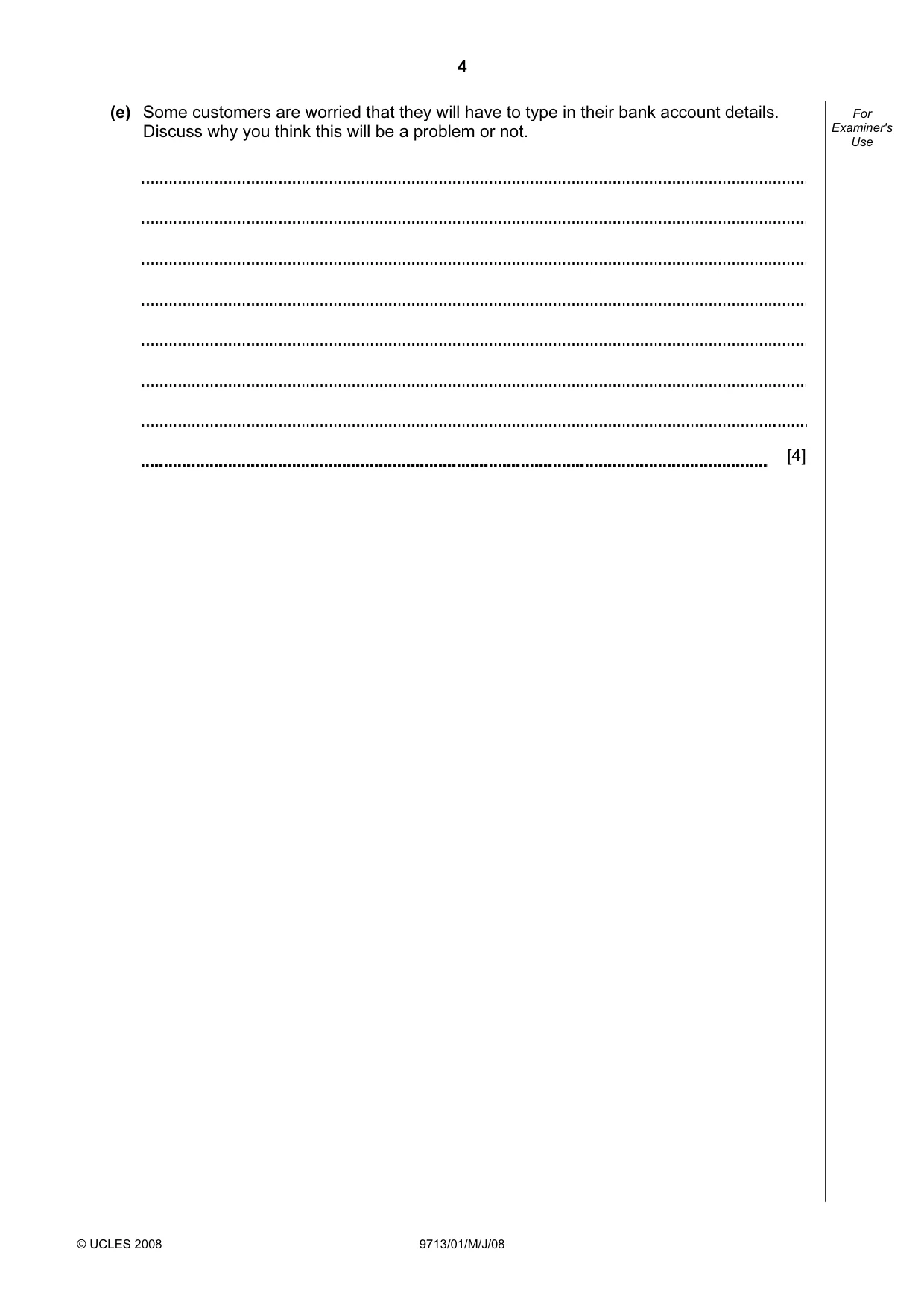 Cambridge A Level Applied Information and Communication Technology 9713 2008 May/June Paper 1 · Variant 1 question paper, page 4 of 12