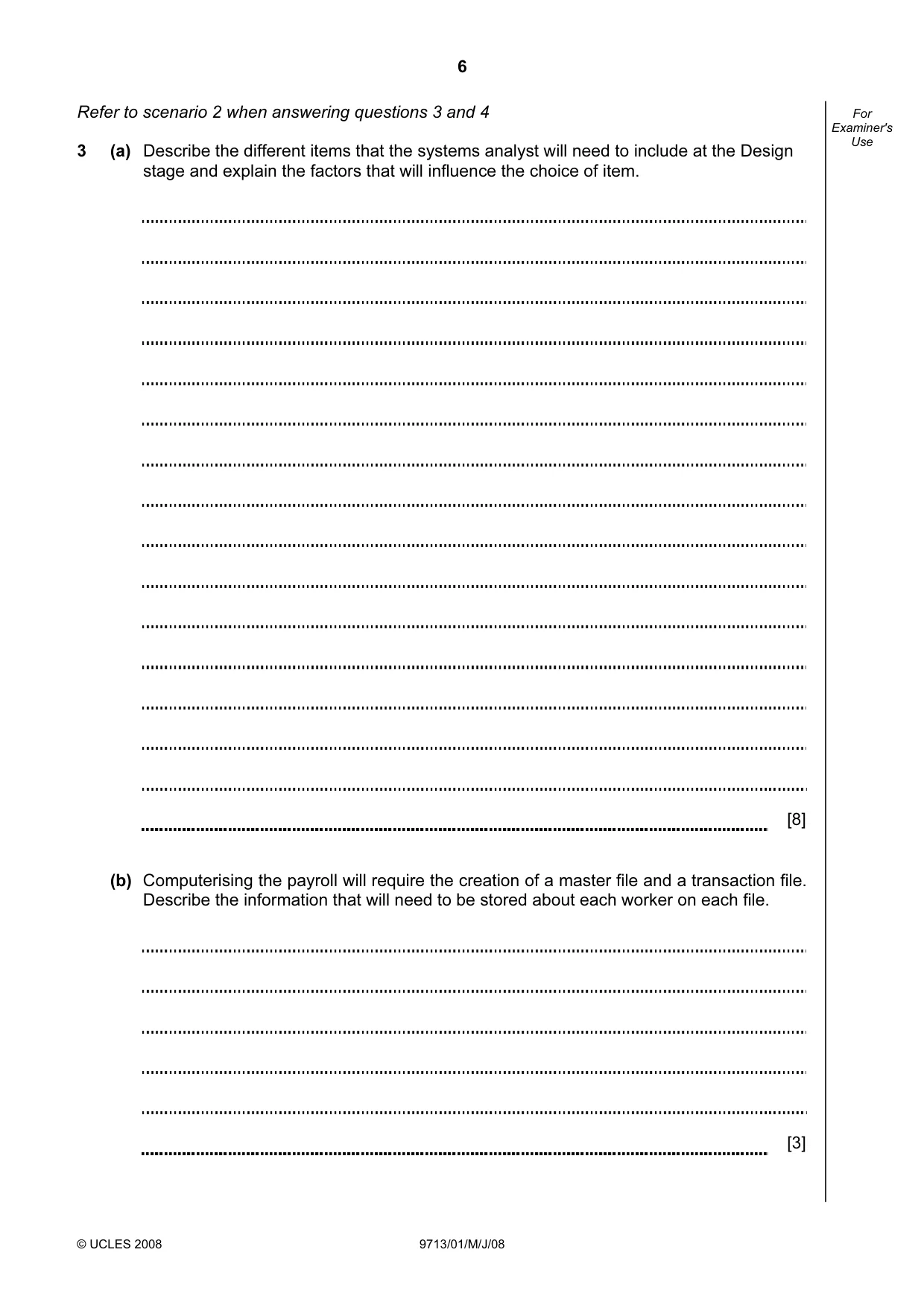 Cambridge A Level Applied Information and Communication Technology 9713 2008 May/June Paper 1 · Variant 1 question paper, page 6 of 12