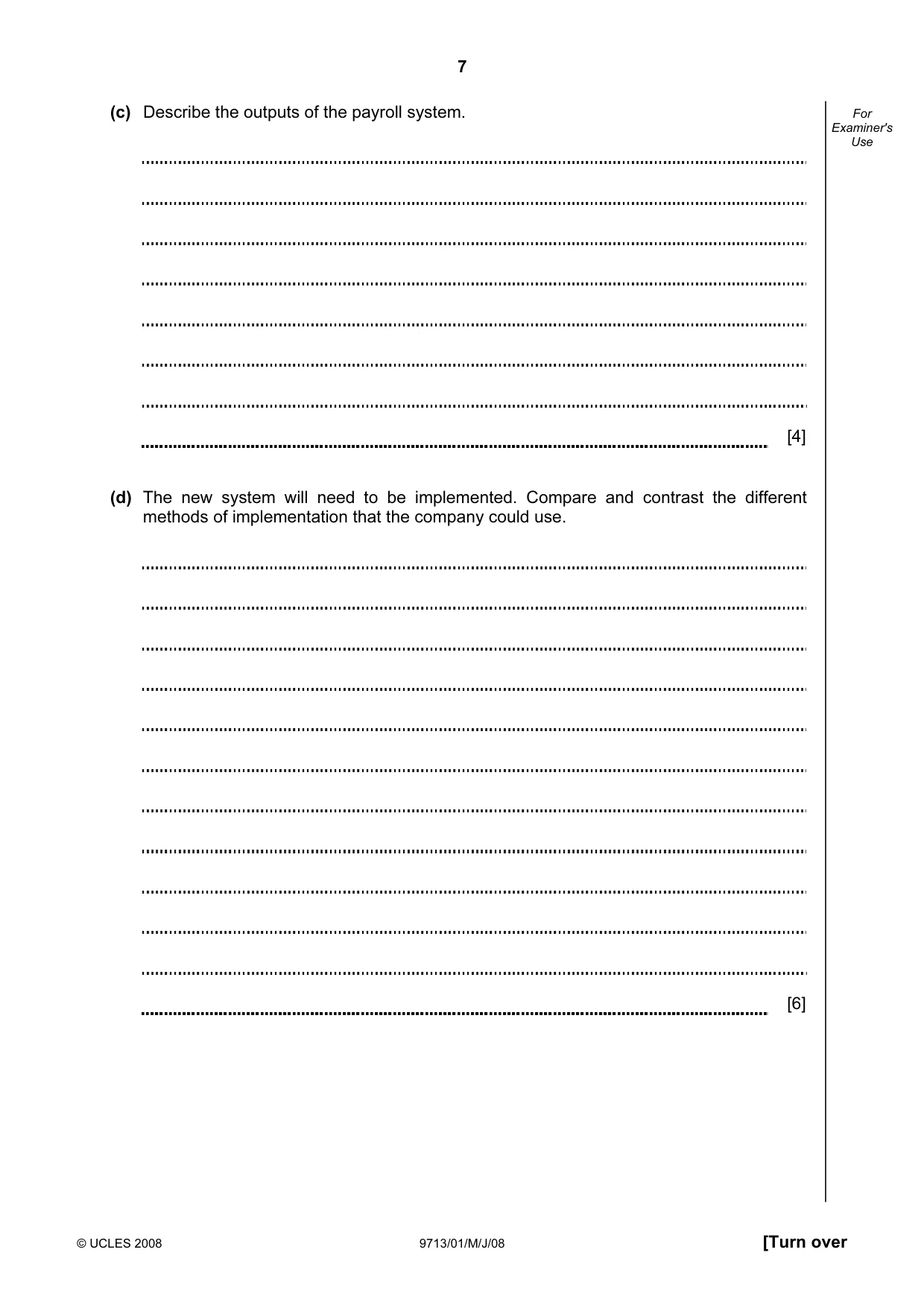 Cambridge A Level Applied Information and Communication Technology 9713 2008 May/June Paper 1 · Variant 1 question paper, page 7 of 12