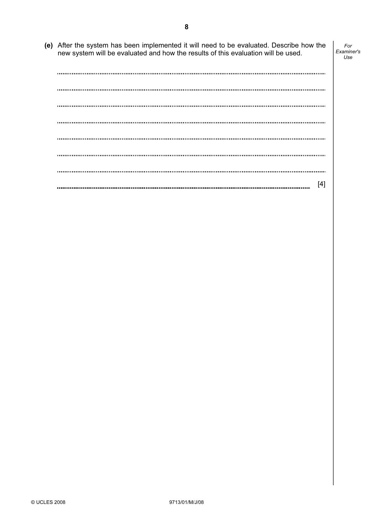 Cambridge A Level Applied Information and Communication Technology 9713 2008 May/June Paper 1 · Variant 1 question paper, page 8 of 12