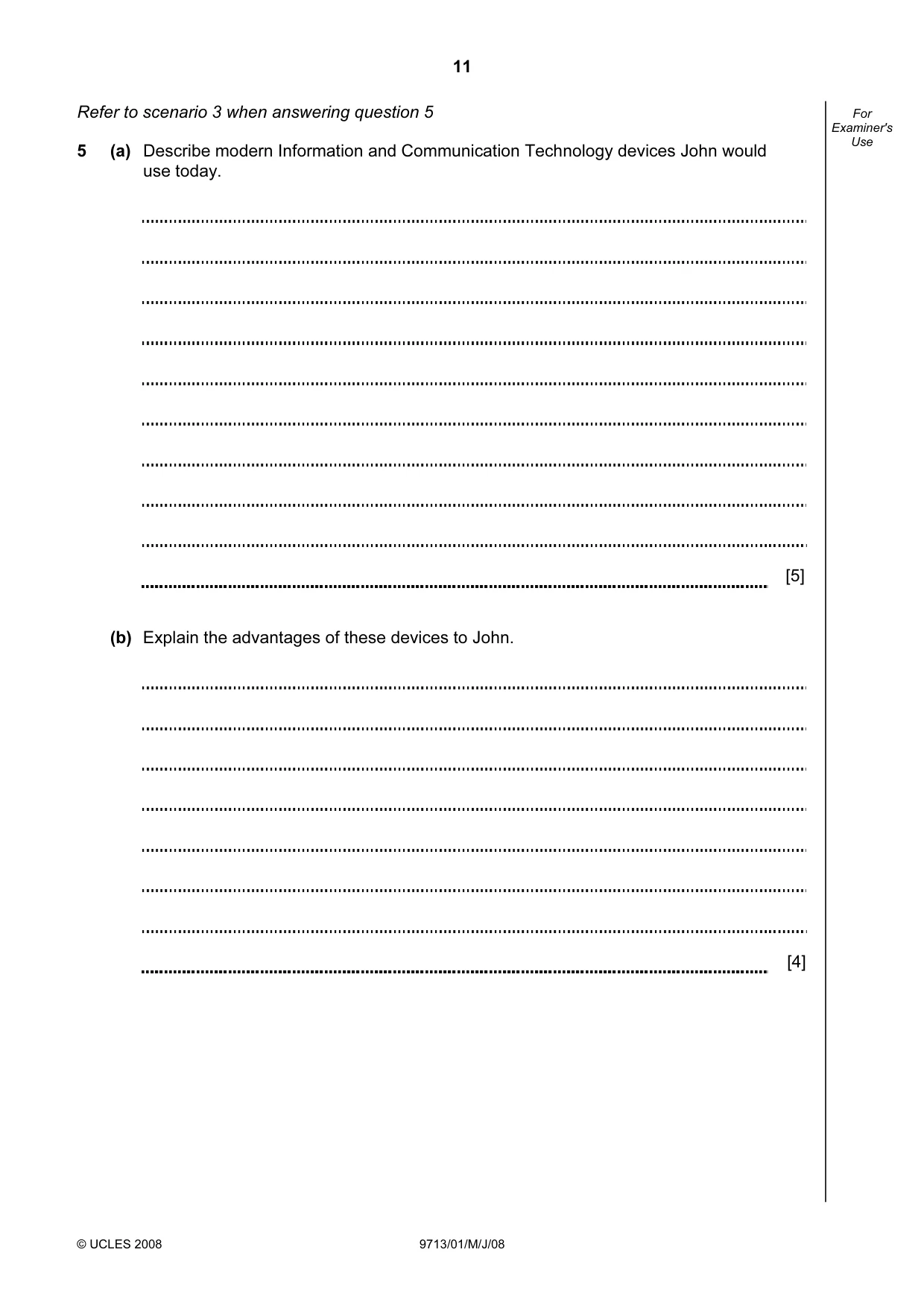 Cambridge A Level Applied Information and Communication Technology 9713 2008 May/June Paper 1 · Variant 1 question paper, page 11 of 12