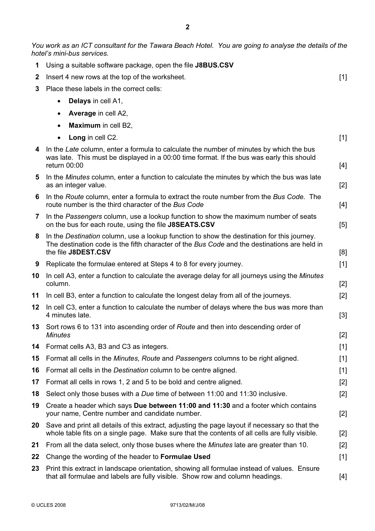 Cambridge A Level Applied Information and Communication Technology 9713 2008 May/June Paper 2 · Variant 1 question paper, page 2 of 4