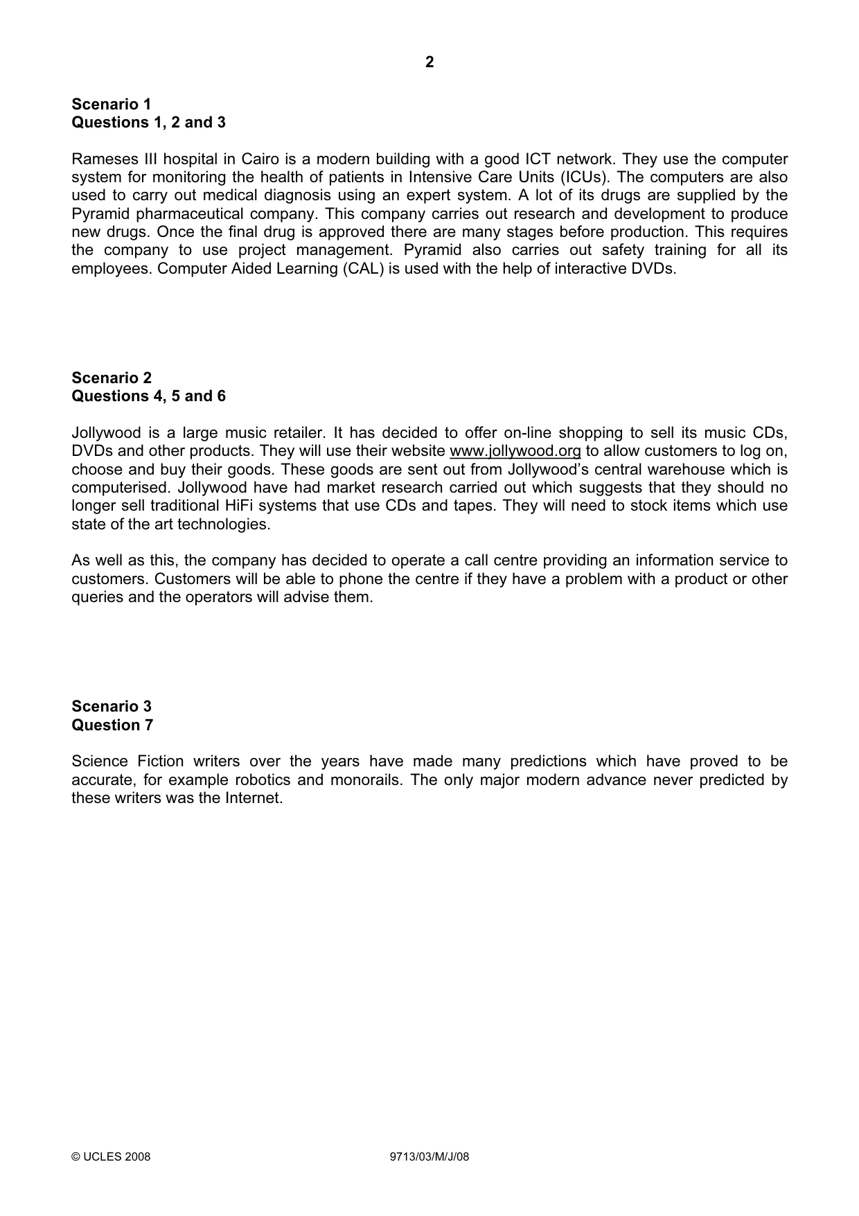 Cambridge A Level Applied Information and Communication Technology 9713 2008 May/June Paper 3 · Variant 1 question paper, page 2 of 12