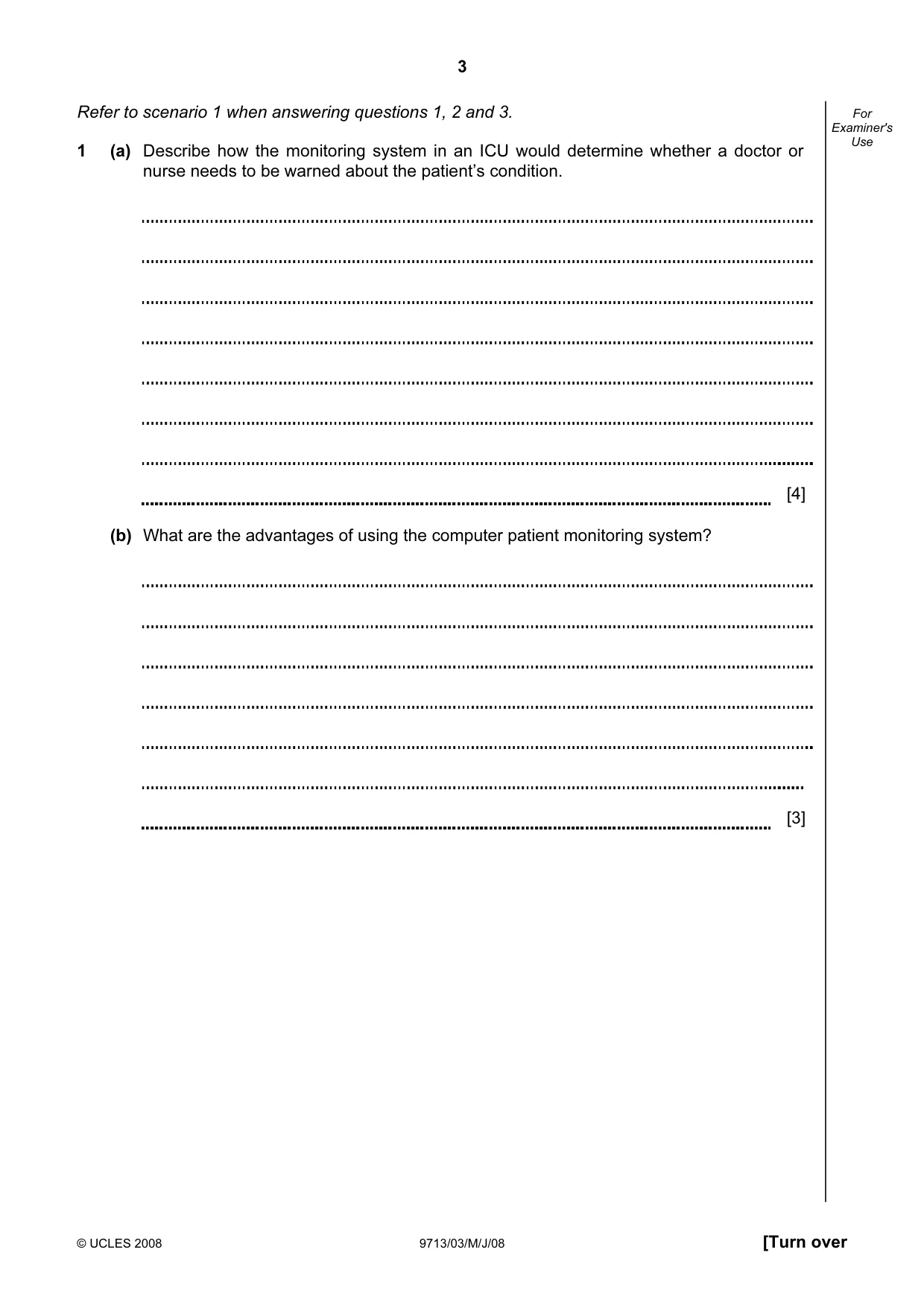 Cambridge A Level Applied Information and Communication Technology 9713 2008 May/June Paper 3 · Variant 1 question paper, page 3 of 12