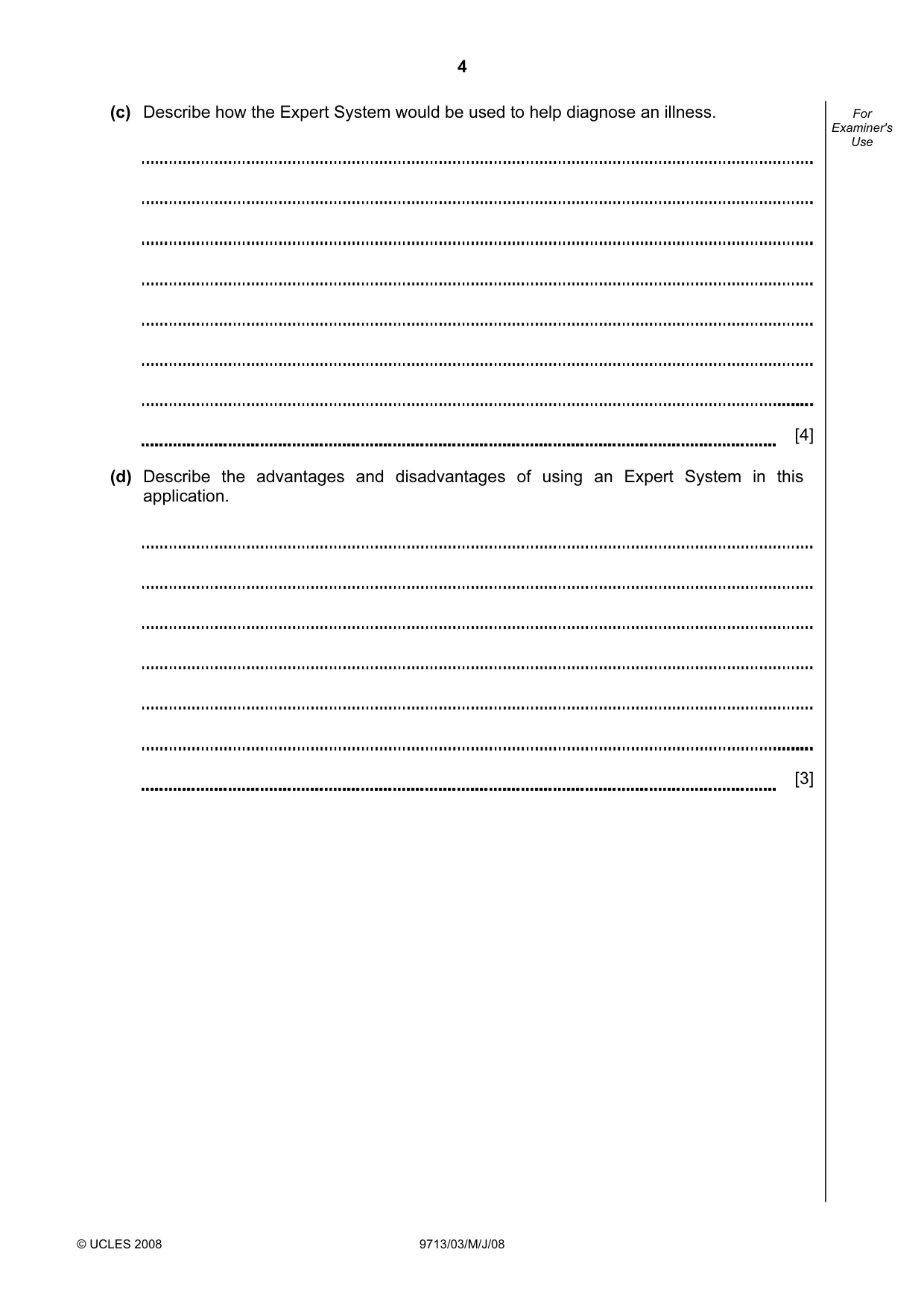 Cambridge A Level Applied Information and Communication Technology 9713 2008 May/June Paper 3 · Variant 1 question paper, page 4 of 12