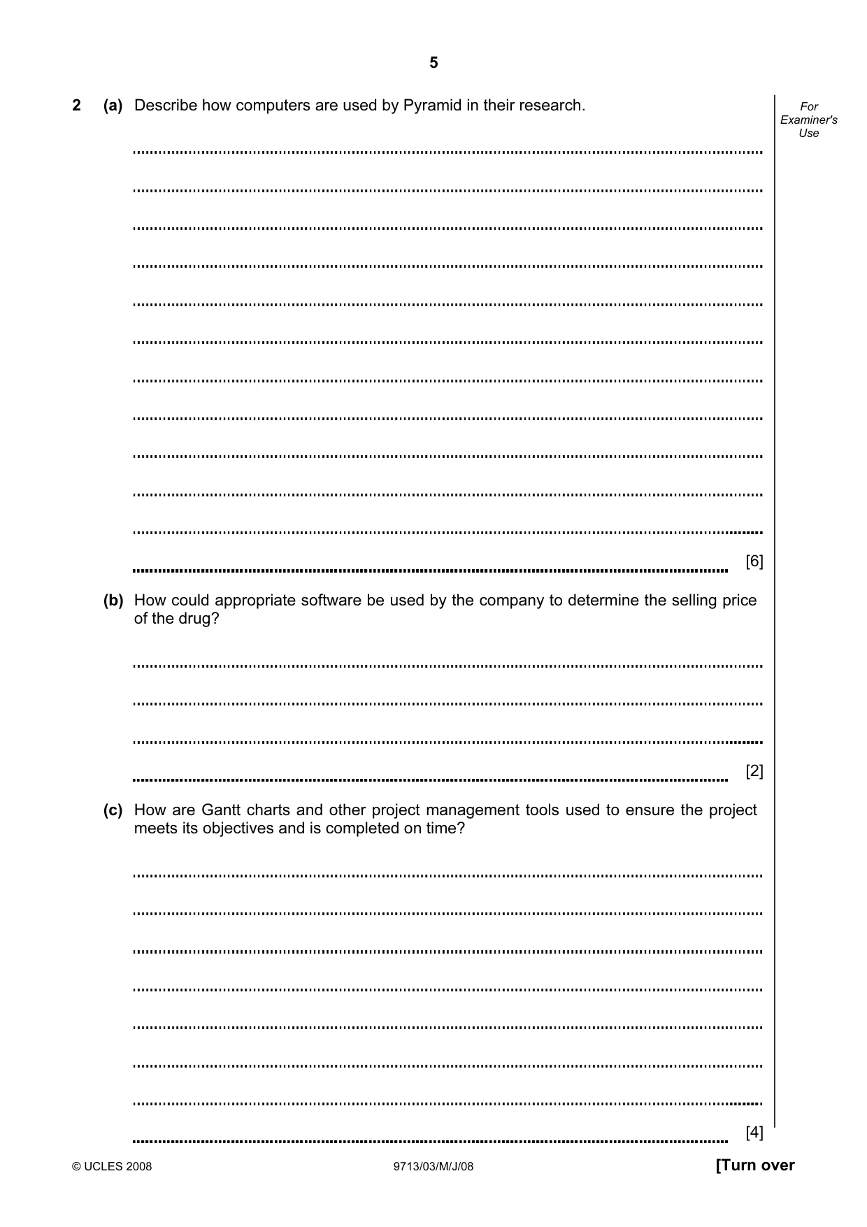 Cambridge A Level Applied Information and Communication Technology 9713 2008 May/June Paper 3 · Variant 1 question paper, page 5 of 12