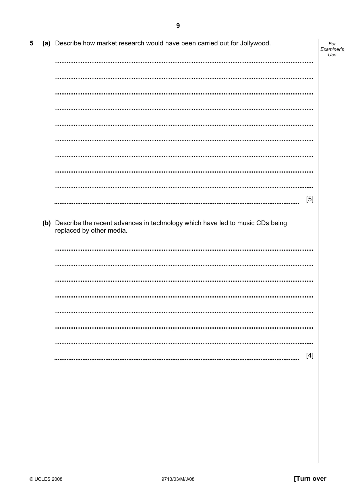 Cambridge A Level Applied Information and Communication Technology 9713 2008 May/June Paper 3 · Variant 1 question paper, page 9 of 12