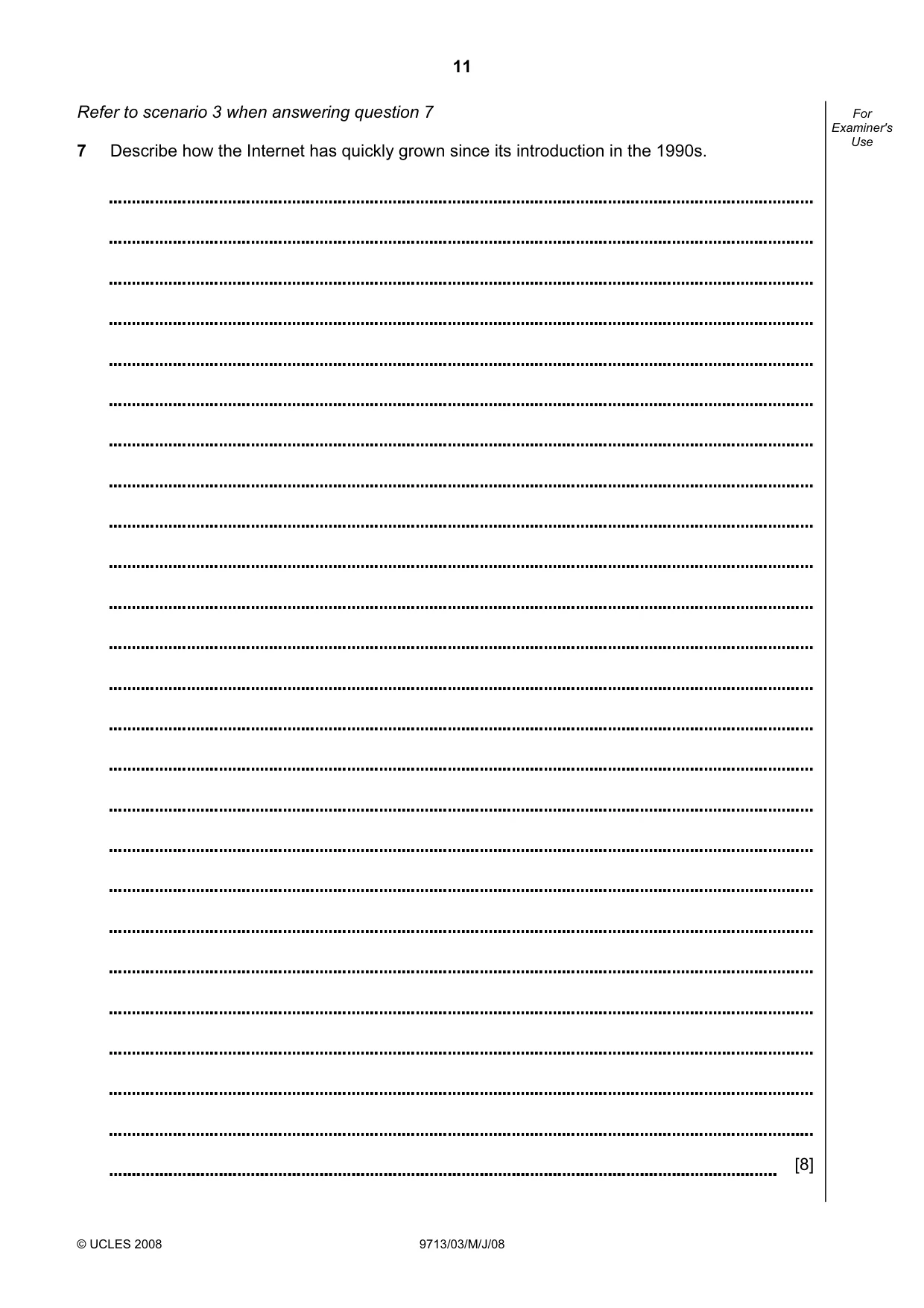 Cambridge A Level Applied Information and Communication Technology 9713 2008 May/June Paper 3 · Variant 1 question paper, page 11 of 12