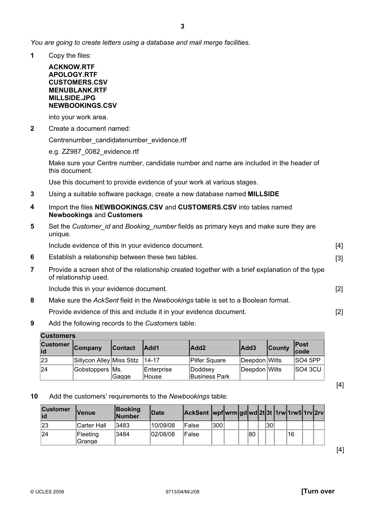 Cambridge A Level Applied Information and Communication Technology 9713 2008 May/June Paper 4 · Variant 1 question paper, page 3 of 6