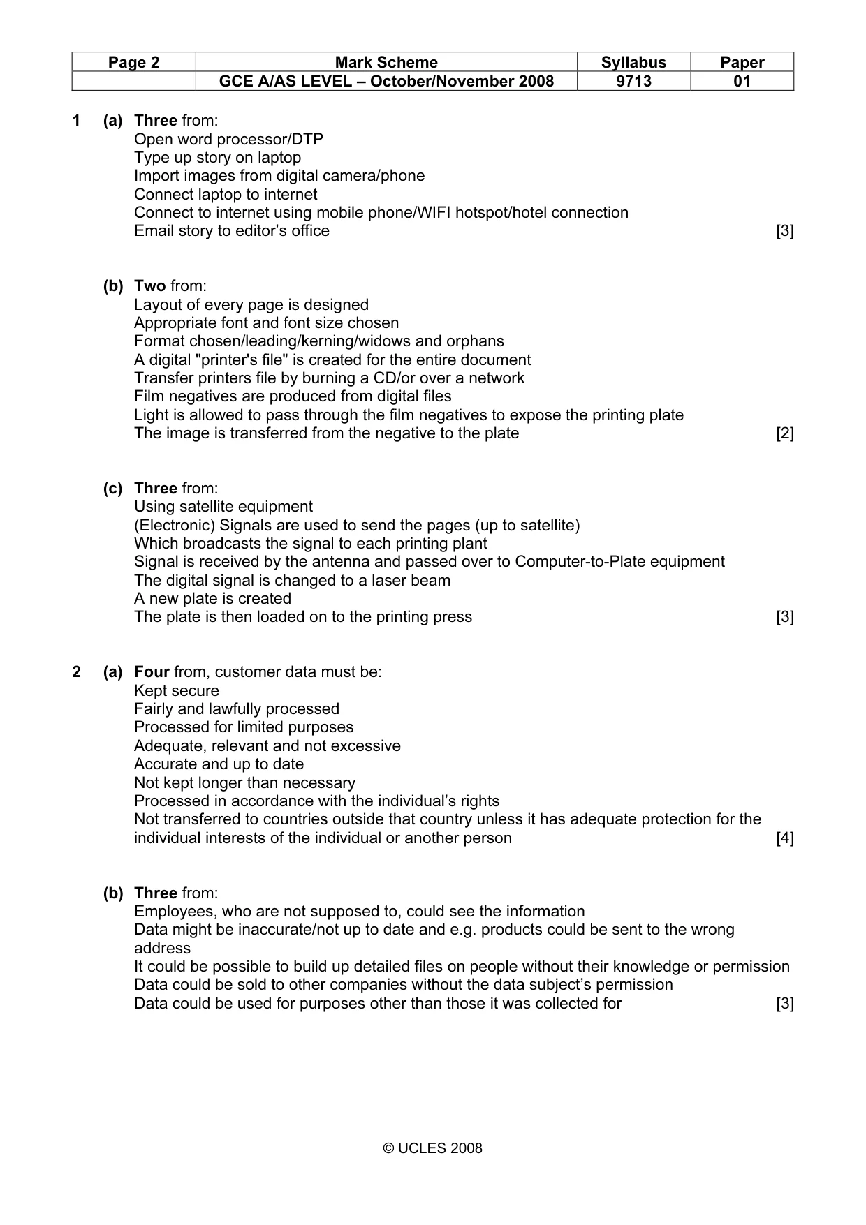 Mark scheme, page 2 of 6