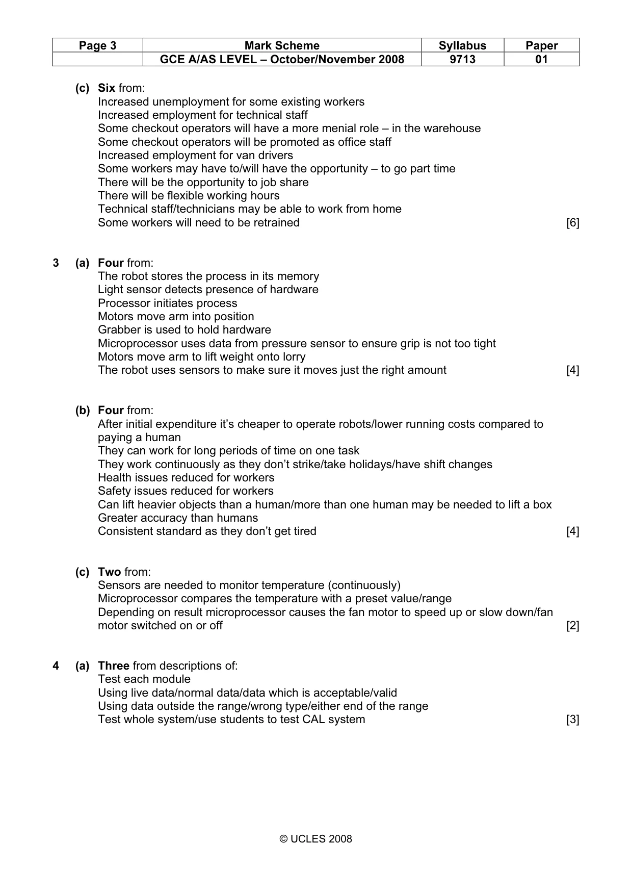 Mark scheme, page 3 of 6
