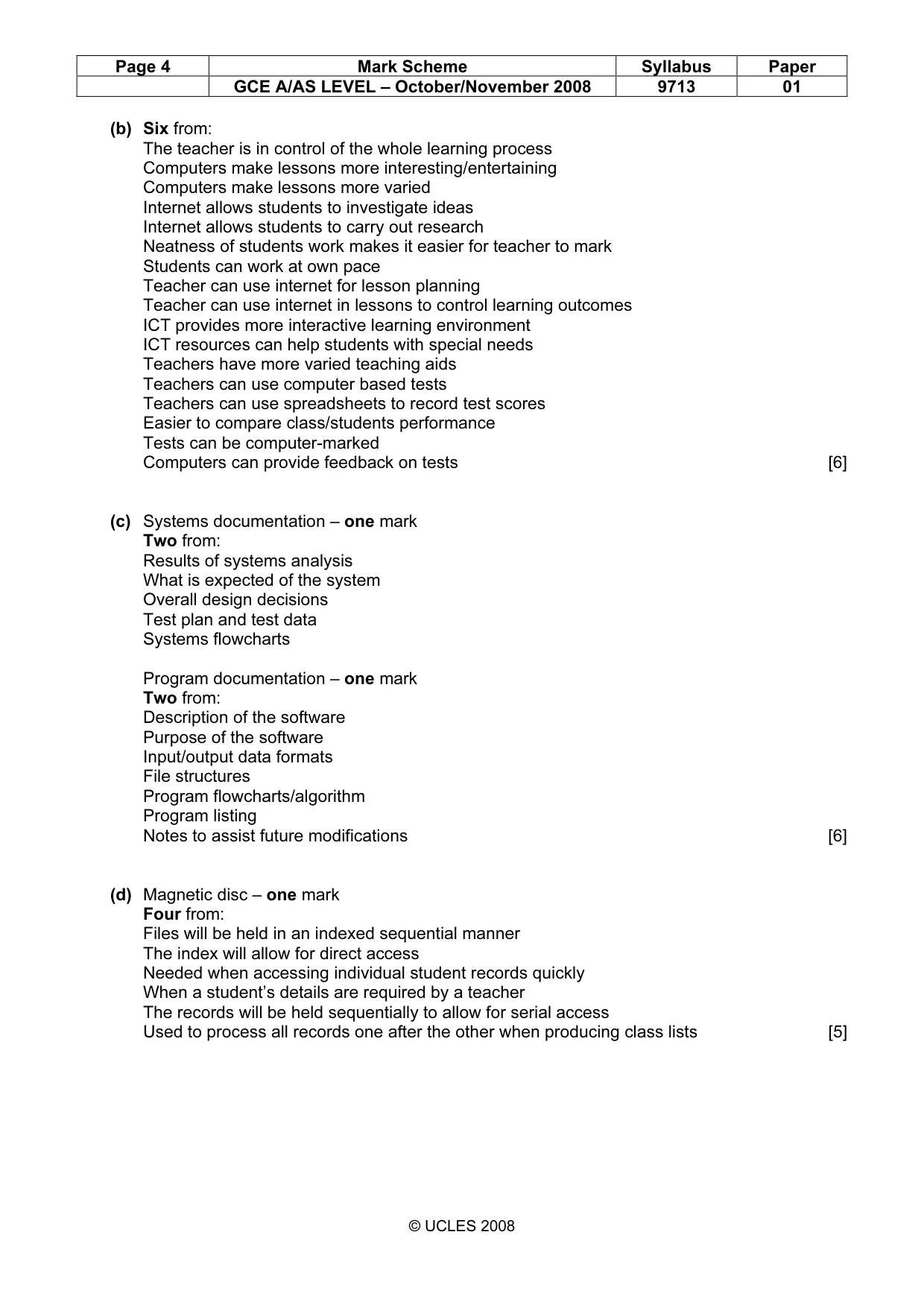 Mark scheme, page 4 of 6