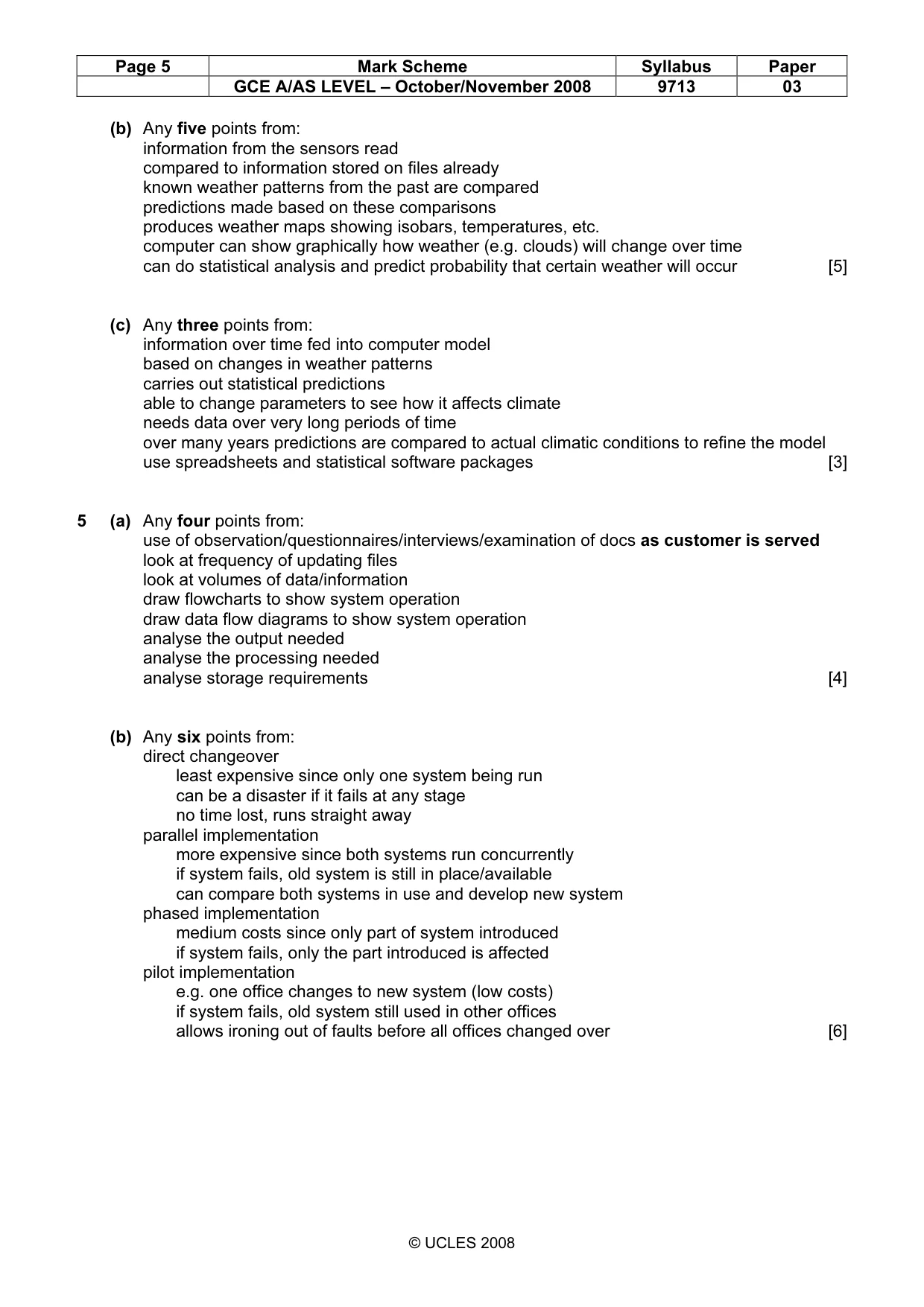 Mark scheme, page 5 of 7