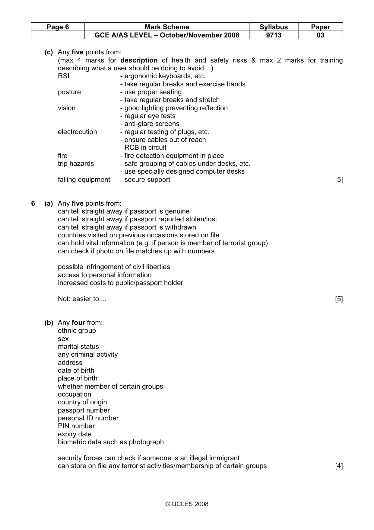 Mark scheme, page 6 of 7