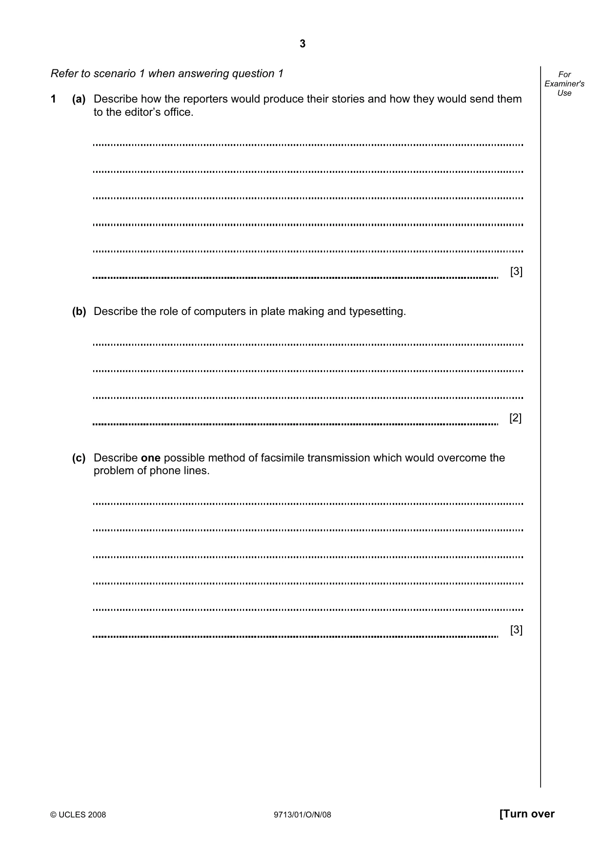 Cambridge A Level Applied Information and Communication Technology 9713 2008 Oct/Nov Paper 1 · Variant 1 question paper, page 3 of 12