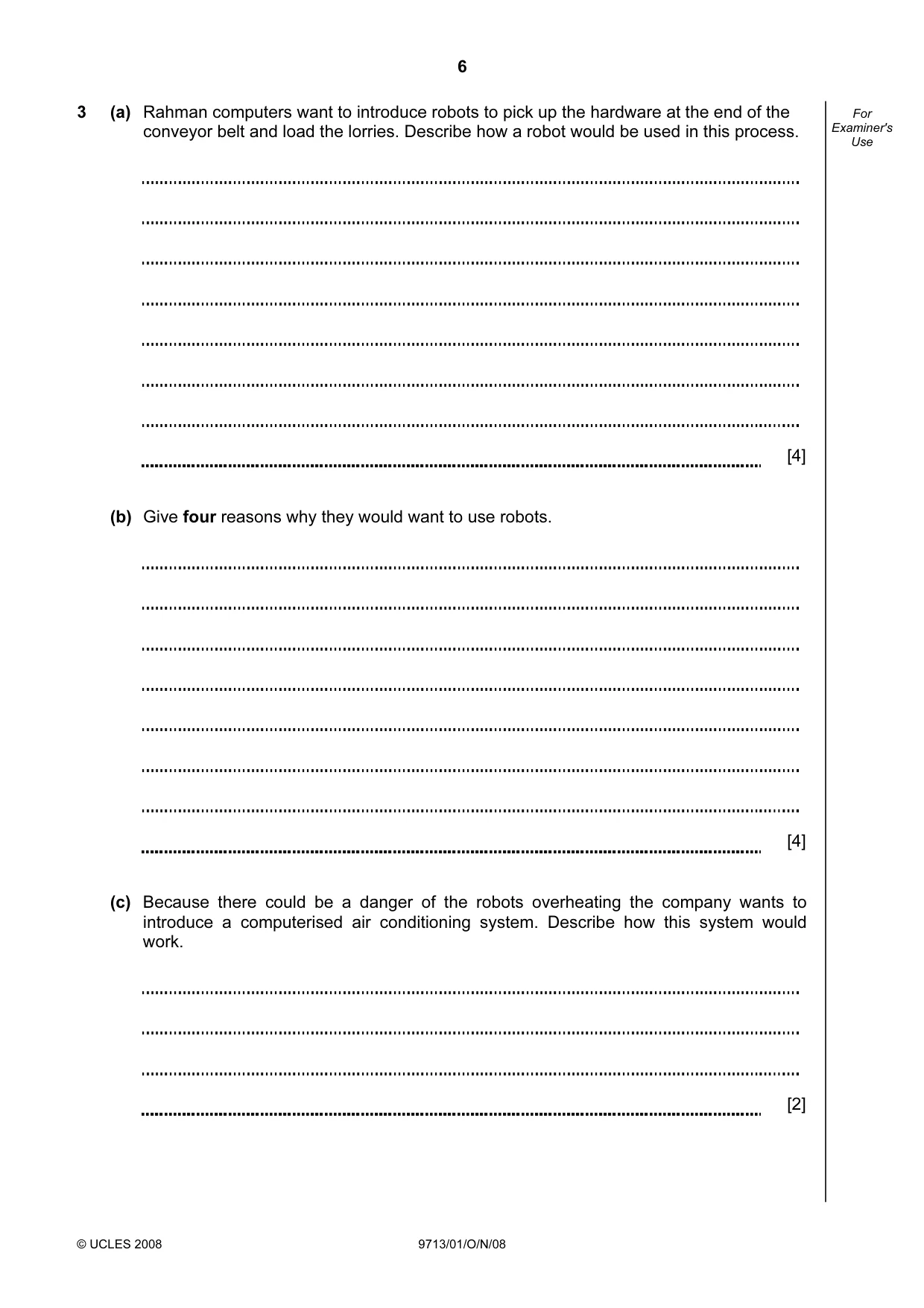 Cambridge A Level Applied Information and Communication Technology 9713 2008 Oct/Nov Paper 1 · Variant 1 question paper, page 6 of 12