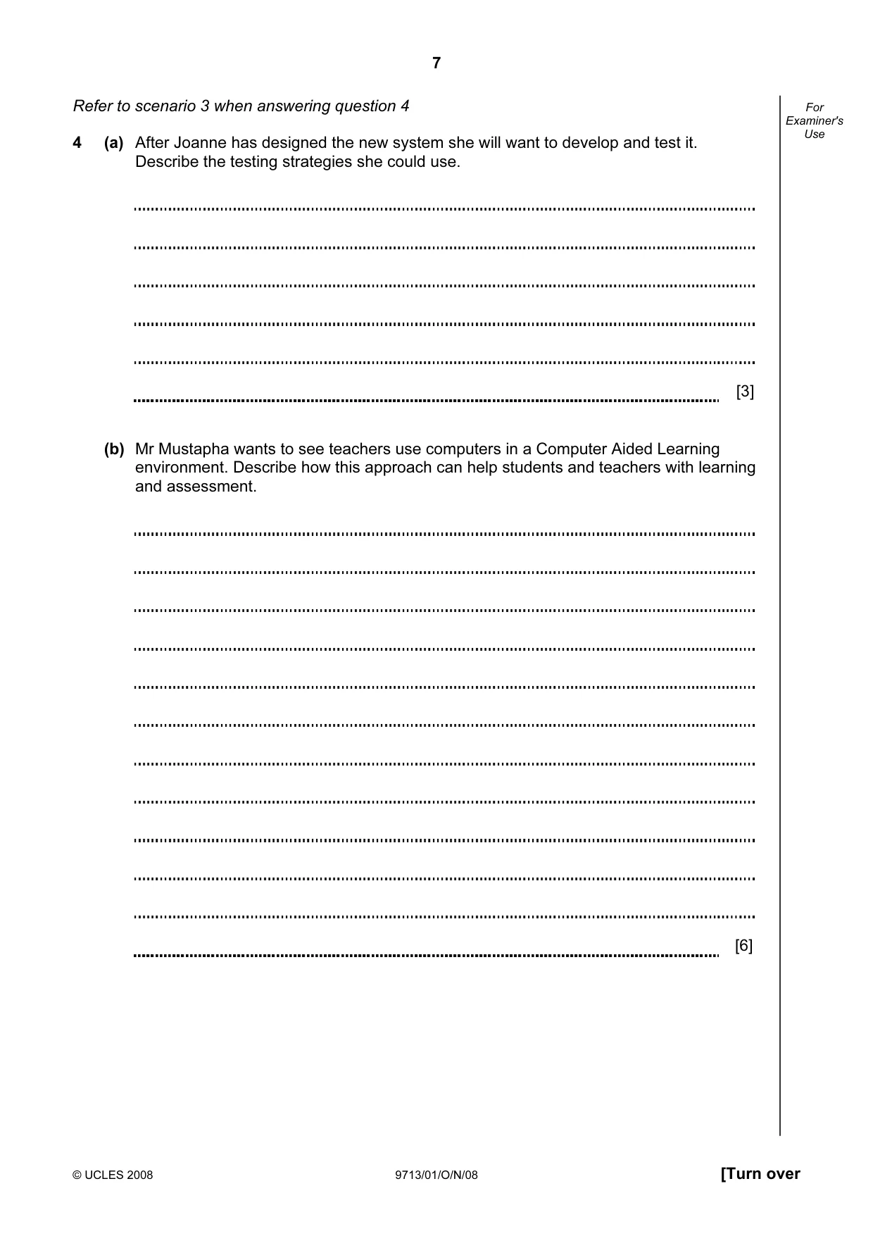 Cambridge A Level Applied Information and Communication Technology 9713 2008 Oct/Nov Paper 1 · Variant 1 question paper, page 7 of 12