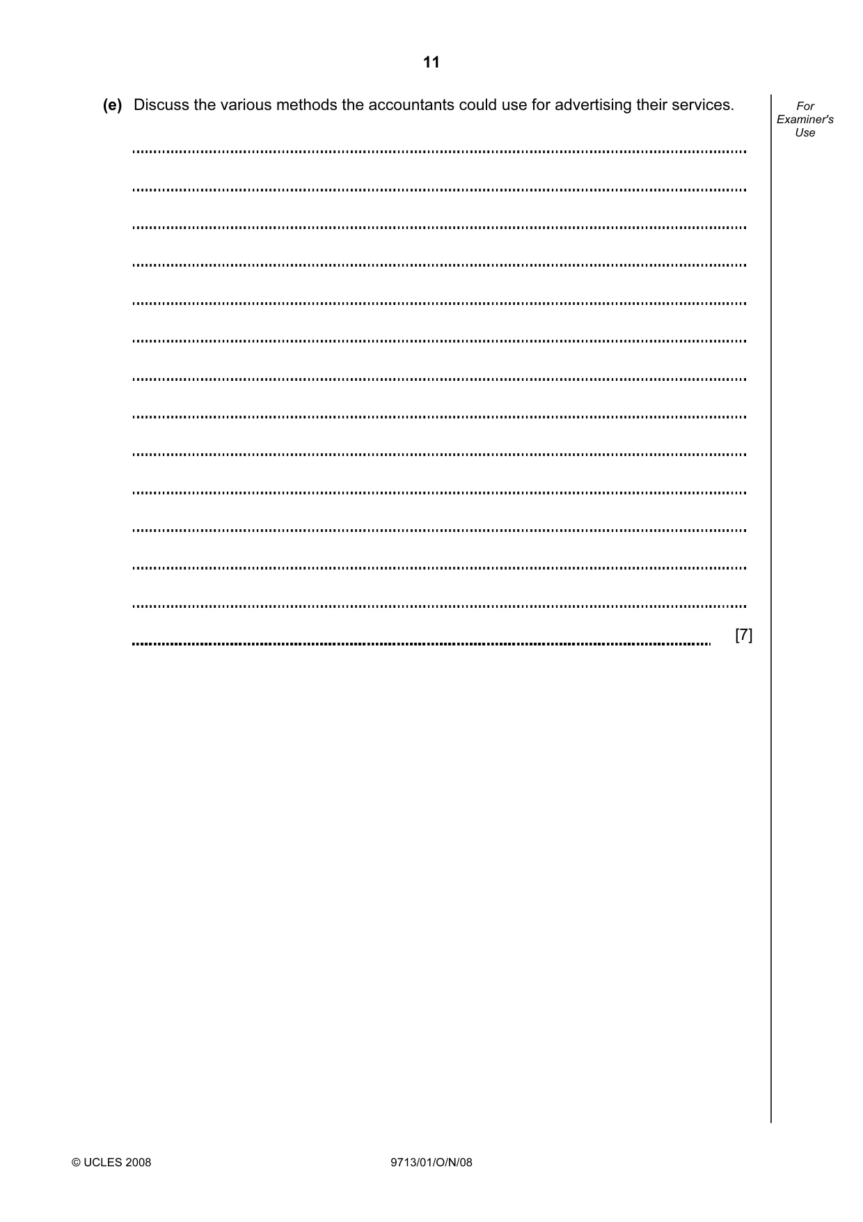 Cambridge A Level Applied Information and Communication Technology 9713 2008 Oct/Nov Paper 1 · Variant 1 question paper, page 11 of 12