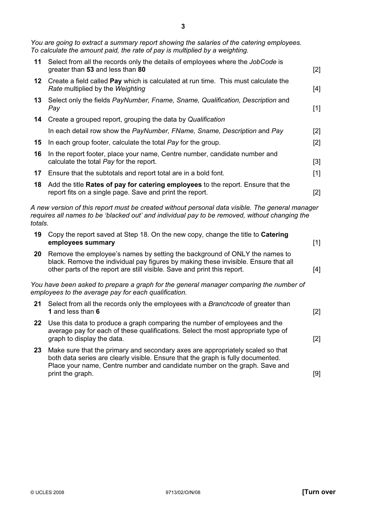 Cambridge A Level Applied Information and Communication Technology 9713 2008 Oct/Nov Paper 2 · Variant 1 question paper, page 3 of 5